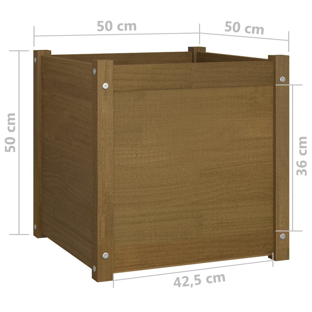 MBDRKVGF Square Garden Planter Box, 19.7-inch Solid Pinewood Outdoor Planting Pot for Flowers, Herbs, Vegetables, Weather-Resistant Decorative Patio Bed