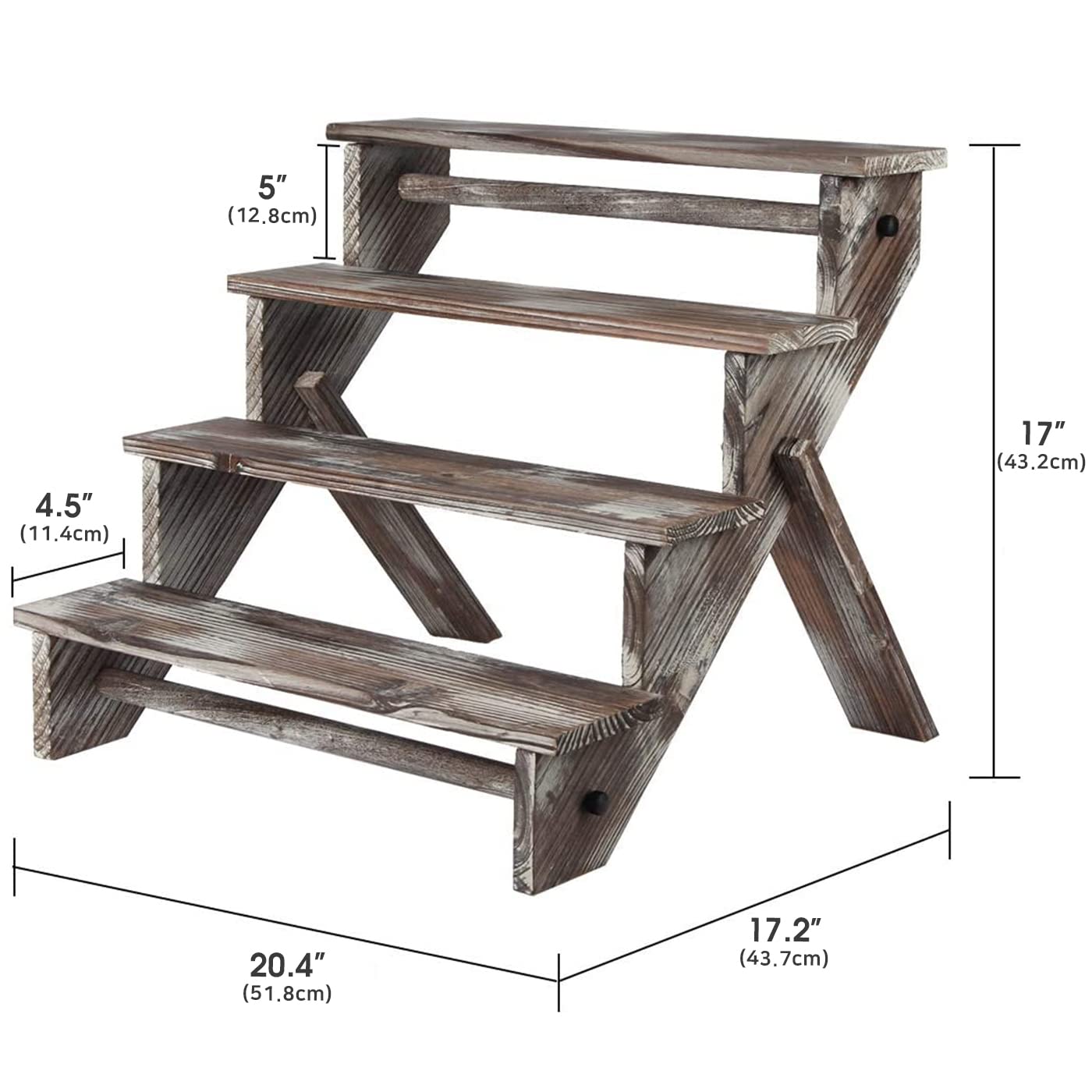 J JACKCUBE DESIGN Rustic Wood Display Stand, 4 Tier Cupcake Stand Stair Shelf, Portable Display Riser, Included Bag for Storage, Decorative Dessert Stand - MK578A