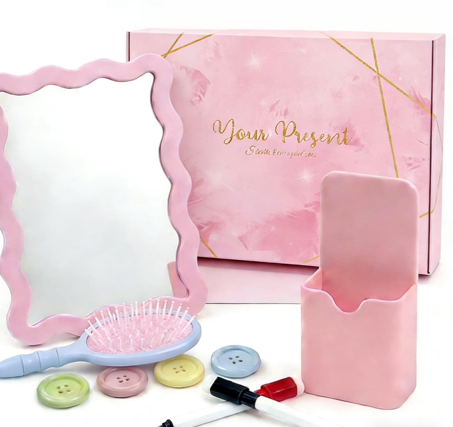 Pink Magnetic Locker Accessories Set (10 Pcs) β Shatter-Resistant Mirror, Whiteboard, Pen Holder, Comb, Markers & Magnet Clips β Cute Organizer for School, Gym, Work Locker Essentials for Girls Teens
