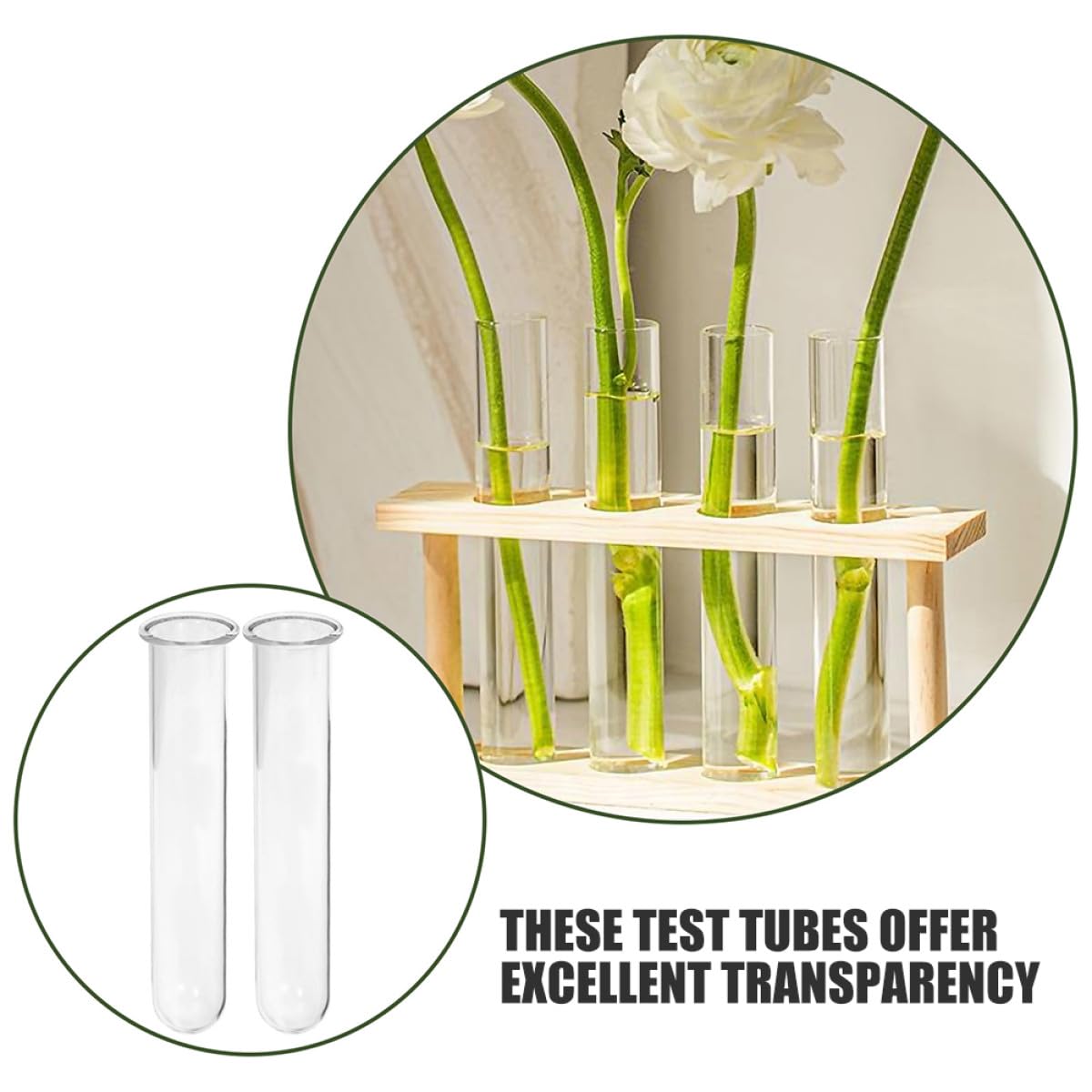 UTHCLO 4Pcs Glass Test Tube Vases for Plant Propagation, Hydroponic Glass Planter Tubes 2.5X3X18Cm, Desktop Terrarium Plant Holders for Home Garden Decoration