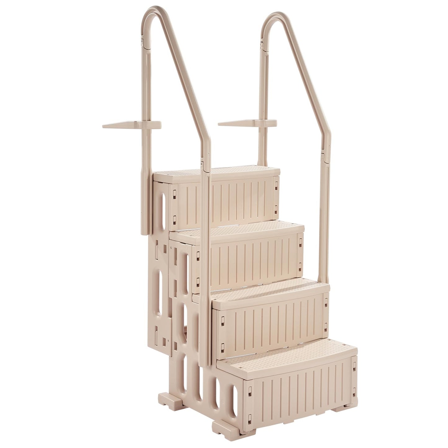 VEVOR Swimming Pool Ladder, 4-Step Double Handrails Stairs with Non-Slip Heavy Duty Steps, Max Load Capacity 400 lbs, for 48-54 in Inground & Above-Ground Pools of Any Decking Surface, Taupe