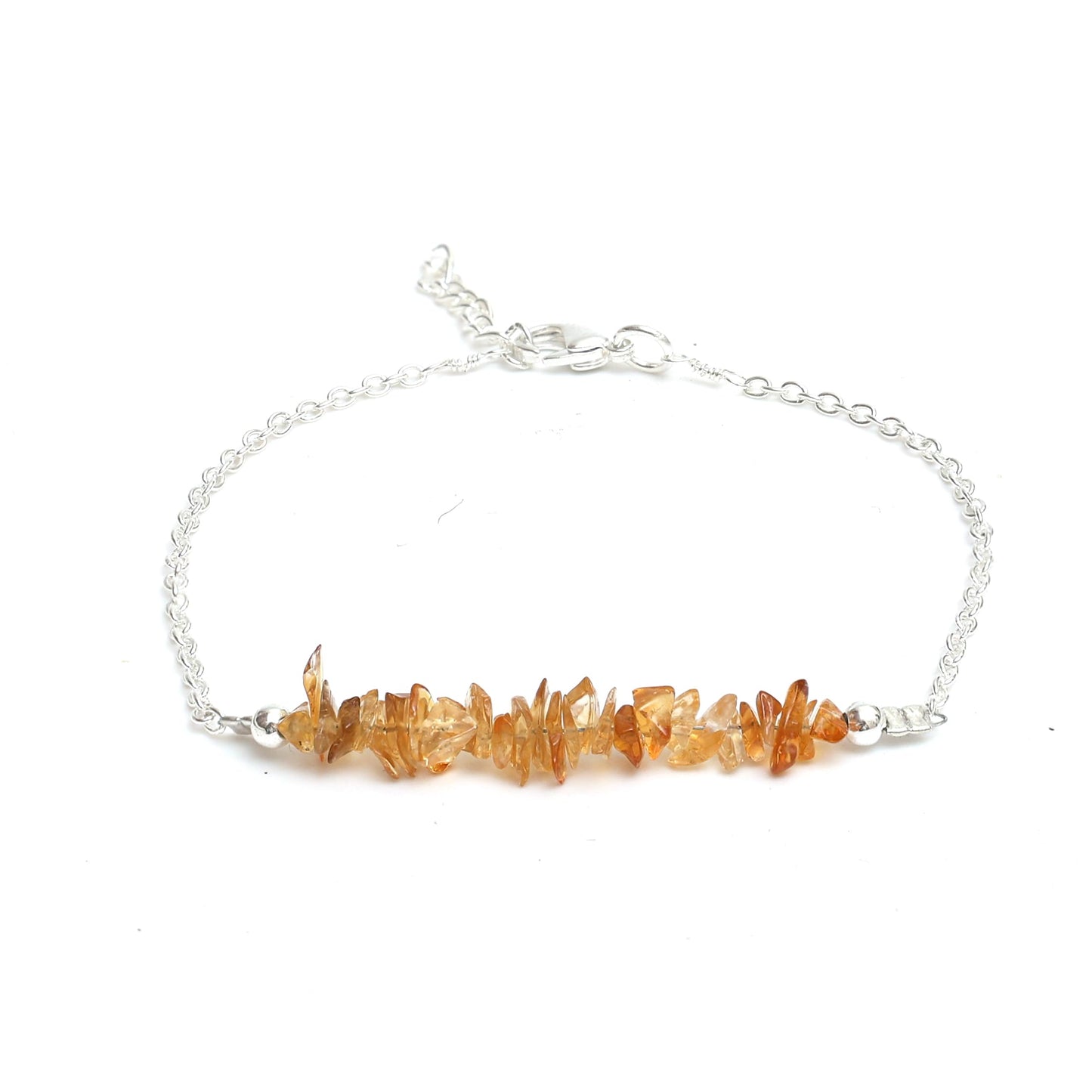Gempires Natural Gemstone Chip Bar Bracelet for Women, Crystal Healing Bracelet, Multiple Gemstone Options, Adjustable Yellow Gold Plated Chain (7β + 1β Extender), Dainty Stackable Jewelry Gift for Her (Citrine)