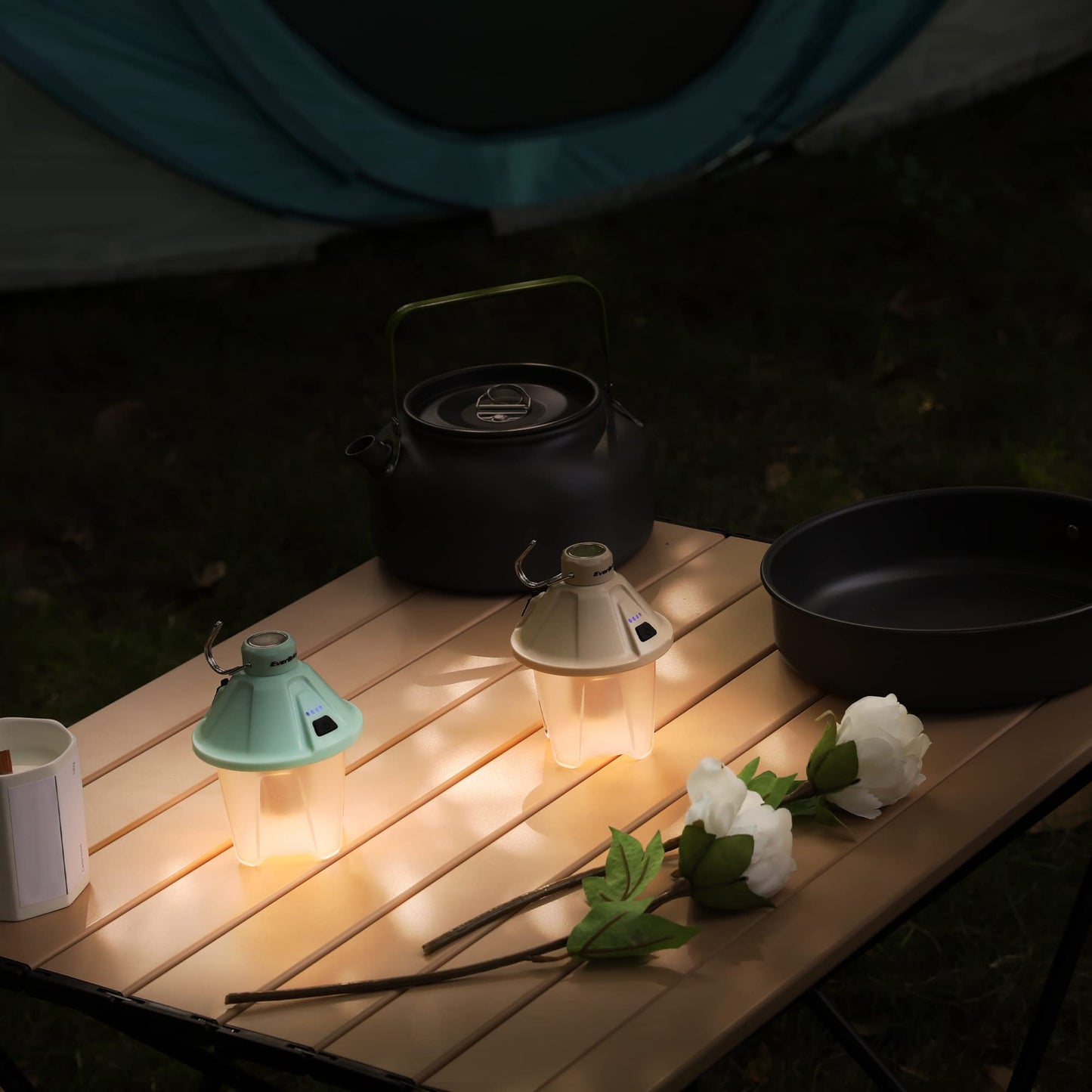 EverBrite 2 Pack Rechargeable Camping Lantern, 450LM LED Camping Light with 5 Modes, Magnetic Base & Hanging Hook, USB-C Fast Charging, Portable Tent Light for Camping, Emergency, Power Outage, Hiking