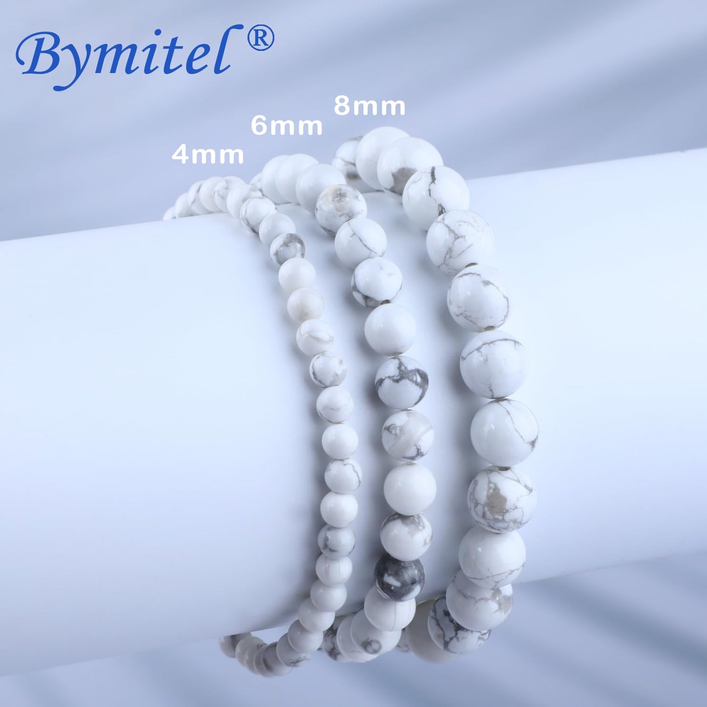 Bymitel 8mm Howlite - Handmade Reiki Gemstone Stretch Bracelet, Natural Beauty & Spiritual Essence, Crystal Healing for Unisex Adults