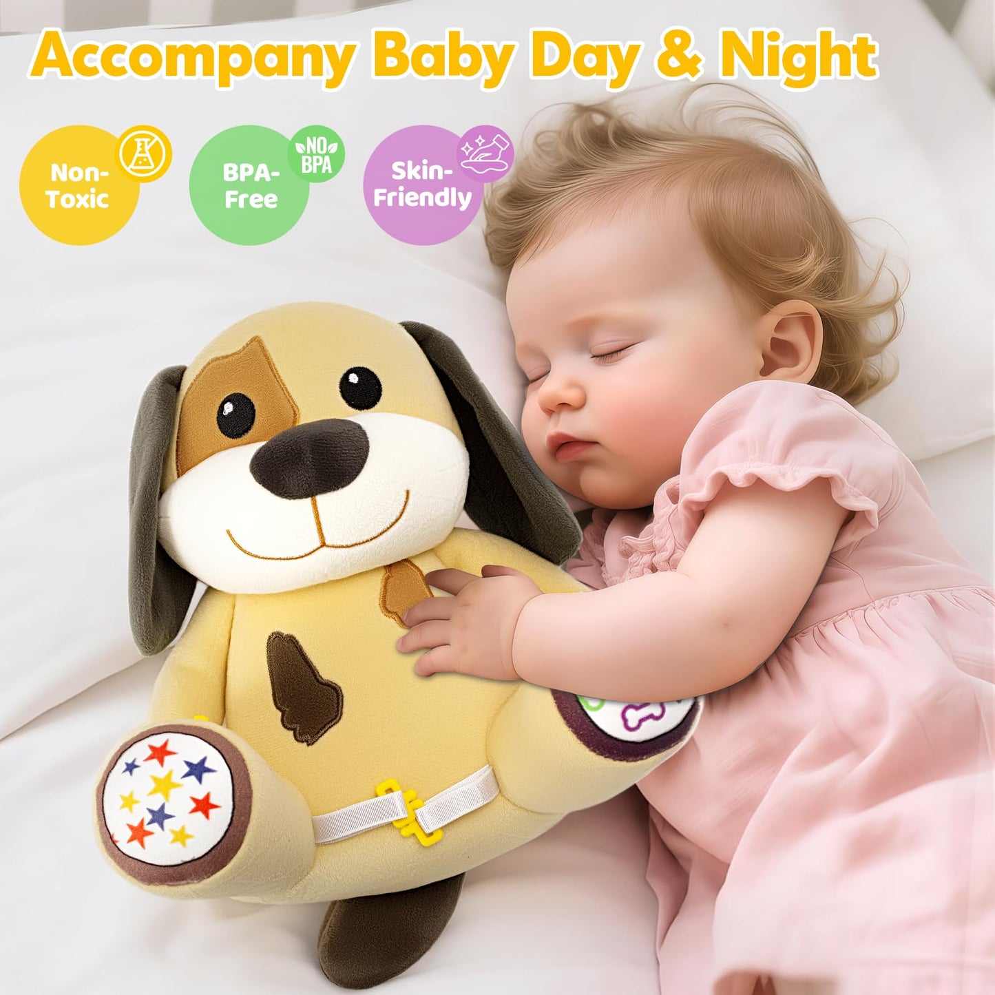 Hodurgyi Baby Toys 6-12 Months, Puppy Musical Plush with Lights, ABCs, Animal Sounds, Numbers, Infant Early Learning Toy,Christmas Birthday Gifts for 6+ Month Boys &Girls