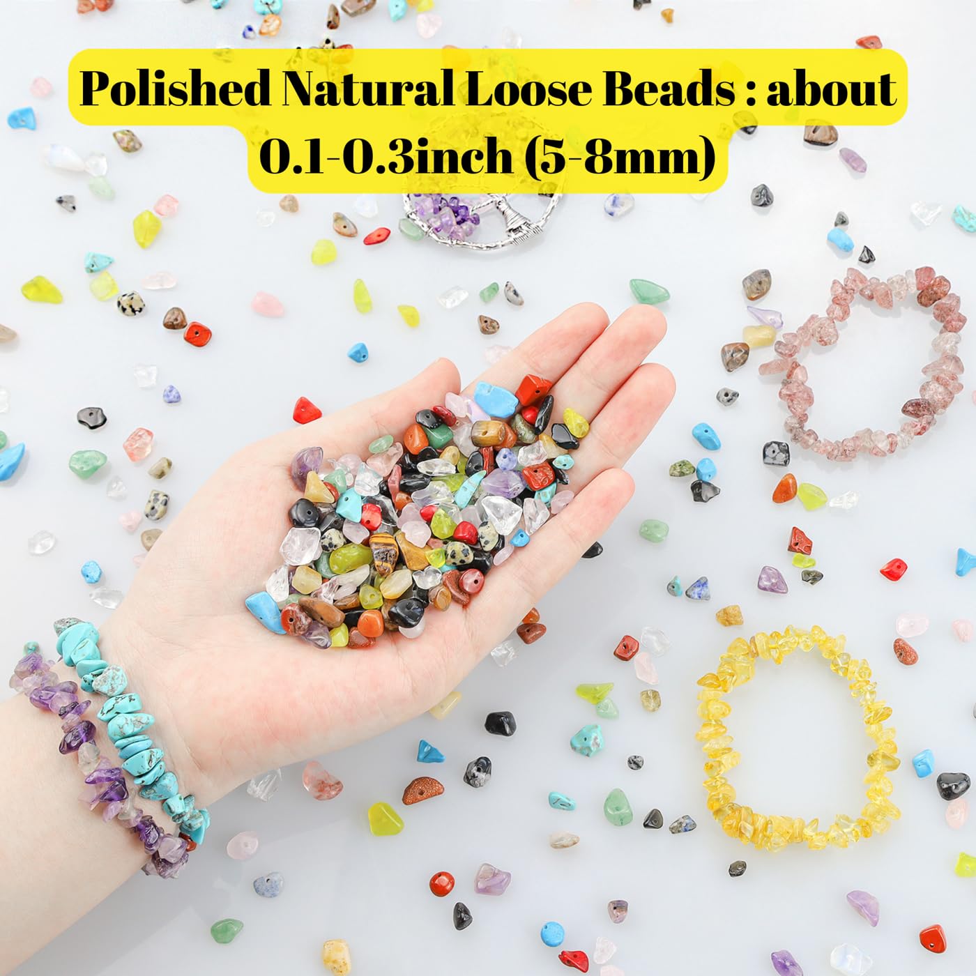 XIANNVXI Red Coral Beads, Natural Chip Stone Beads 400Pcs Crystal Bead 5-8mm Irregular Healing Crystal Loose Rocks for DIY Jewelry Making