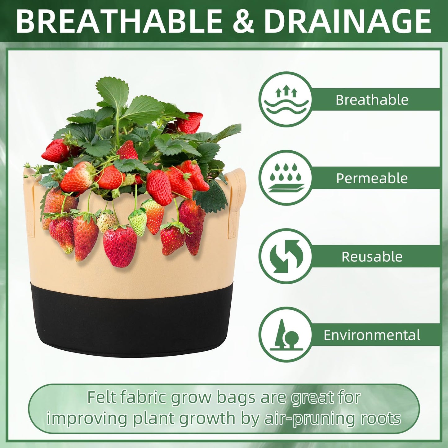Ohiyoo 12 Pack 10 Gallon Grow Bags Colorful Fabric Plant Pots with Handles 10 Gal Garden Grow Bags Fabric Grow Pots Plant Growing Bags Vegetable Planting Bags for Garden and Outdoor (10 Gallon)