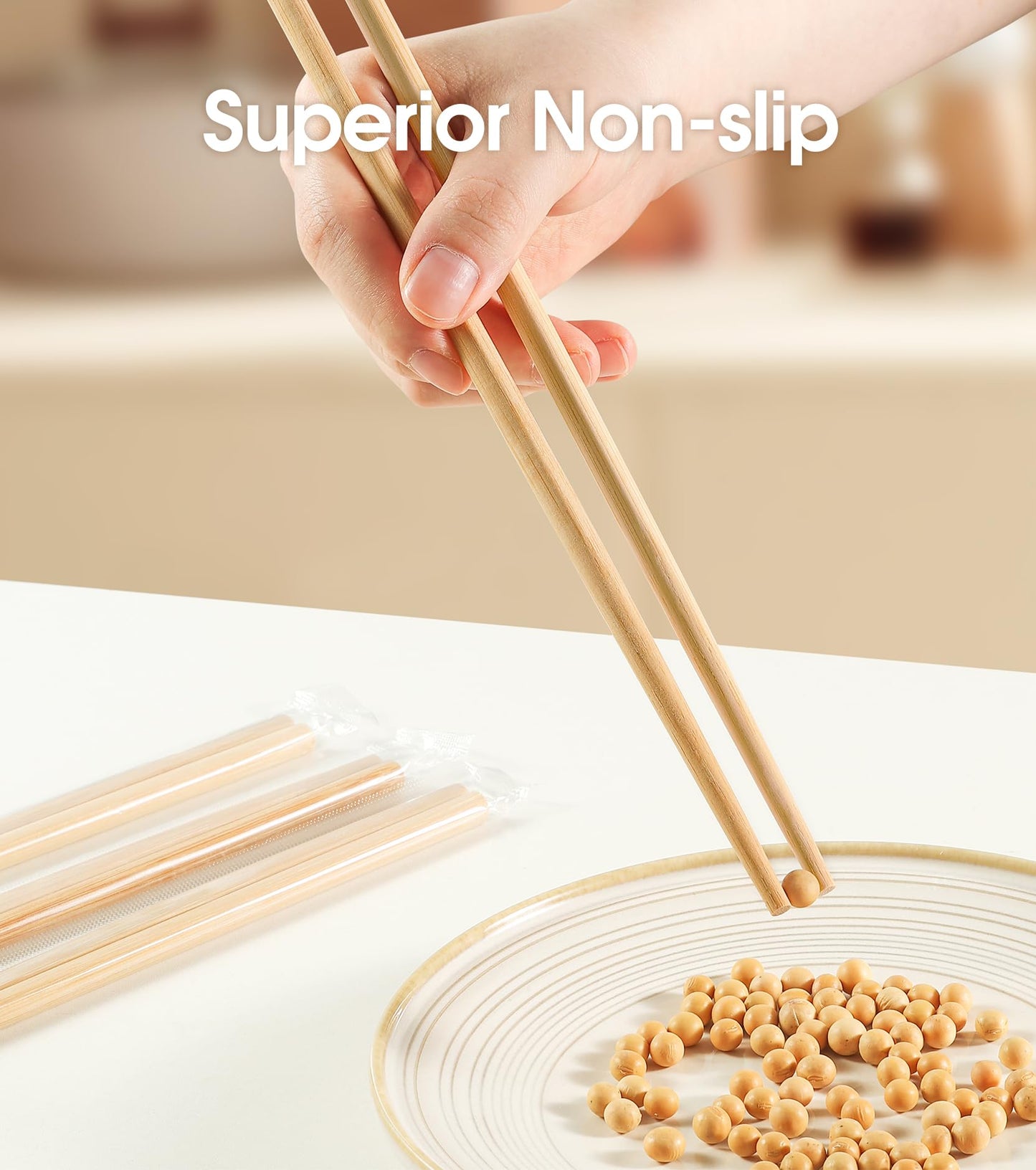 LOROTOCO 200Pairs Bamboo Chopsticks Disposable | Individually Wrapped | Bulk | Separated | Round | Premium Quality-(9.45in)