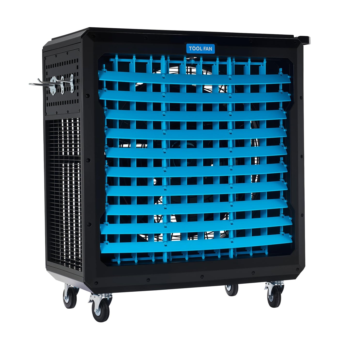 Albott Industrial Fan Cart, 30 Inch Portable Industrial Fan with Wheels, Blower Fan with Tool Cart & Utility Storage, Rolling Workshop Fan Tool Cart with Charging Outlet
