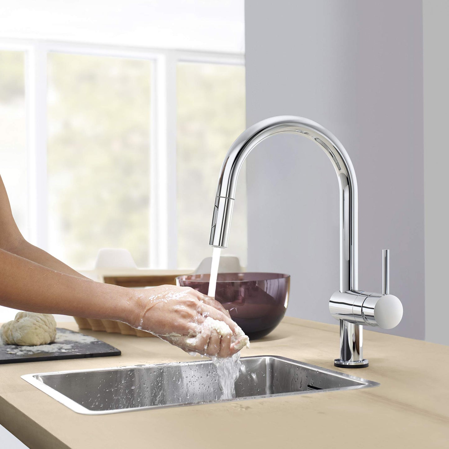 GROHE 31378003 Minta Pull-Out Kitchen Faucet with Sprayer Chrome