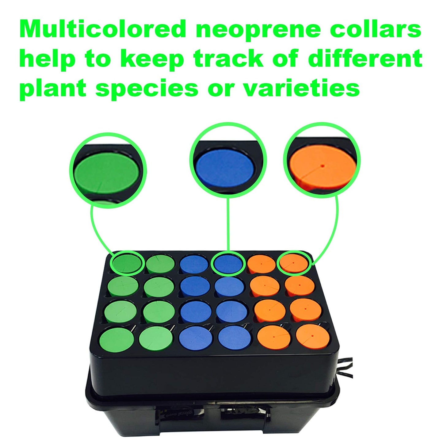 Viagrow® Clone Machine 24-Site Black Plastic Round Indoor/Outdoor Aeroponic Hydroponic System with Lid and Collar Inserts/A Product of The Harvest Company™