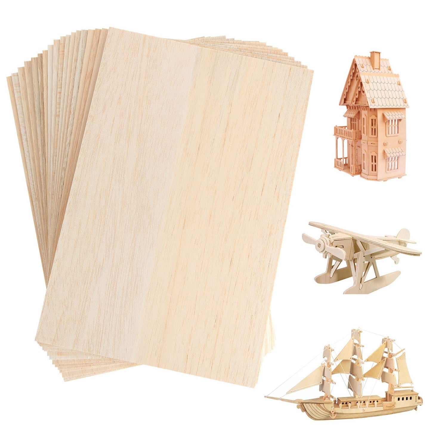 20 Pack Balsa Wood Sheets, 8”x12”x1/16”, Thin Natural Unfinished Wood for Crafts, Hobby, Model Making, Wood Burning and Laser Projects, School Projects, Craft Project(200x300x1.5MM)