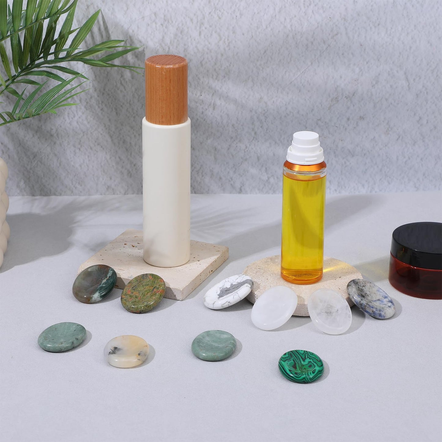 Kegeeei 10 Pcs Thumb Worry Stone for Anxiety, Natural Crystal Healing Stone Set, Oval Chakra Stones for Stress Relief, Meditation, Valentines Gift (Mixed Colors)