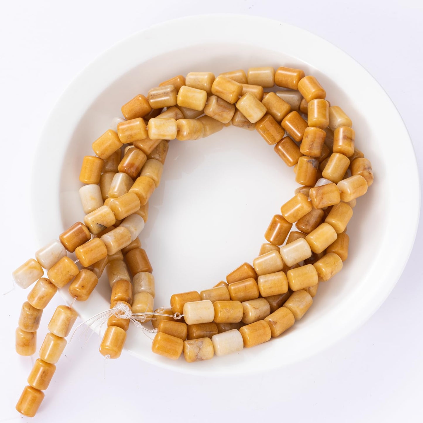 Natural Yellow Jade Cylinder Tube Beads 10x14mm 38cm/str Loose Semi Gemstone Stone Beads for Making Bracelets Necklace