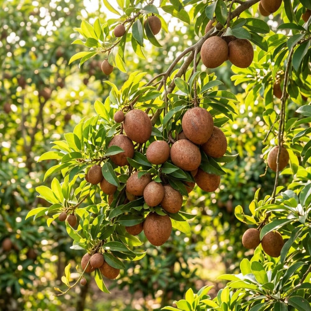 Sapodilla Tree Live Plant, Sapote Fruit Tree Plants for Outdoor Garden, 2-3' Tall in 3 Gallon Pot, No Ship to CA