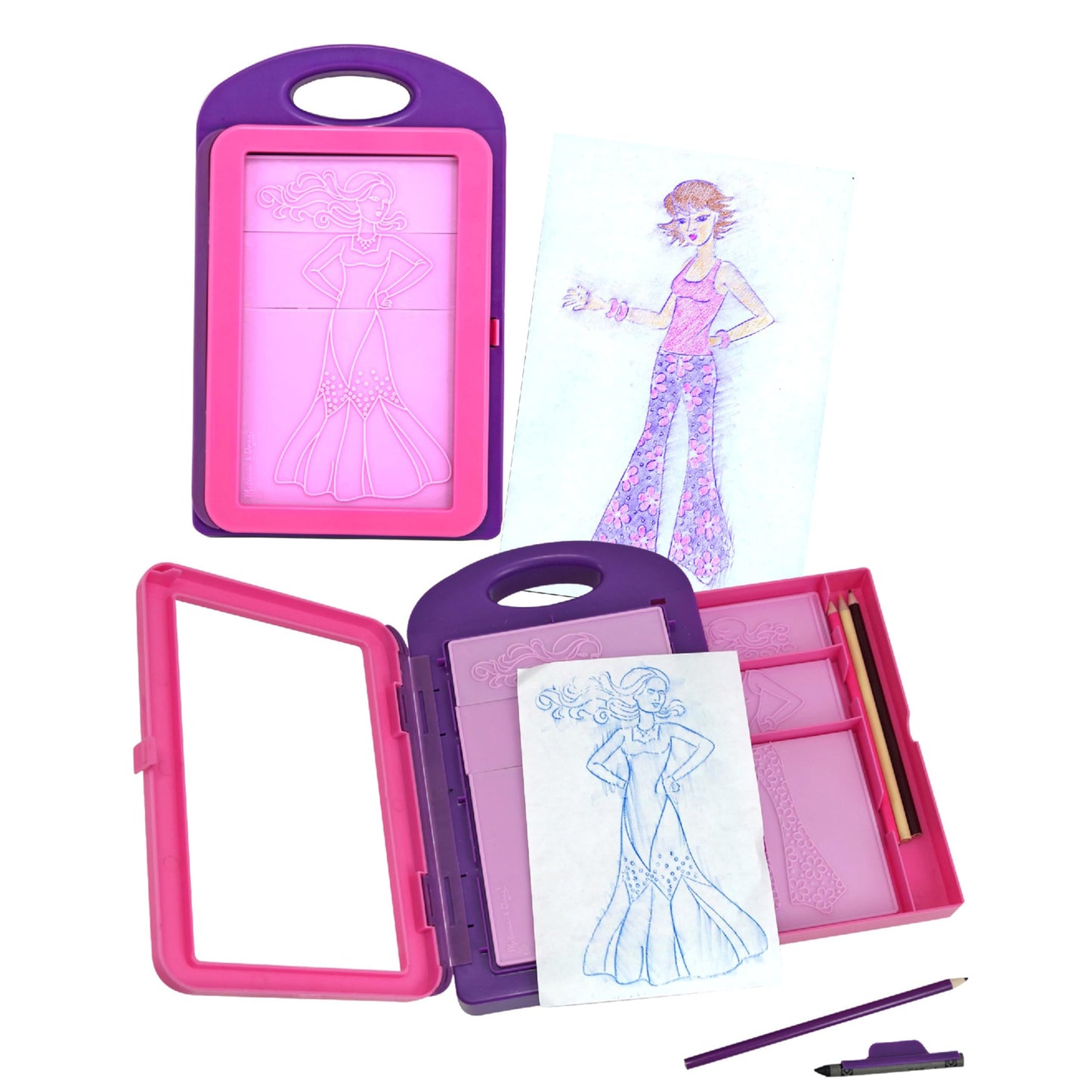 Melissa & Doug Fashion Design Art Activity Kit - 9 Double-Sided Rubbing Plates, 4 Pencils, Crayon - Fashion Plates, Travel Toys for Kids Ages 5+