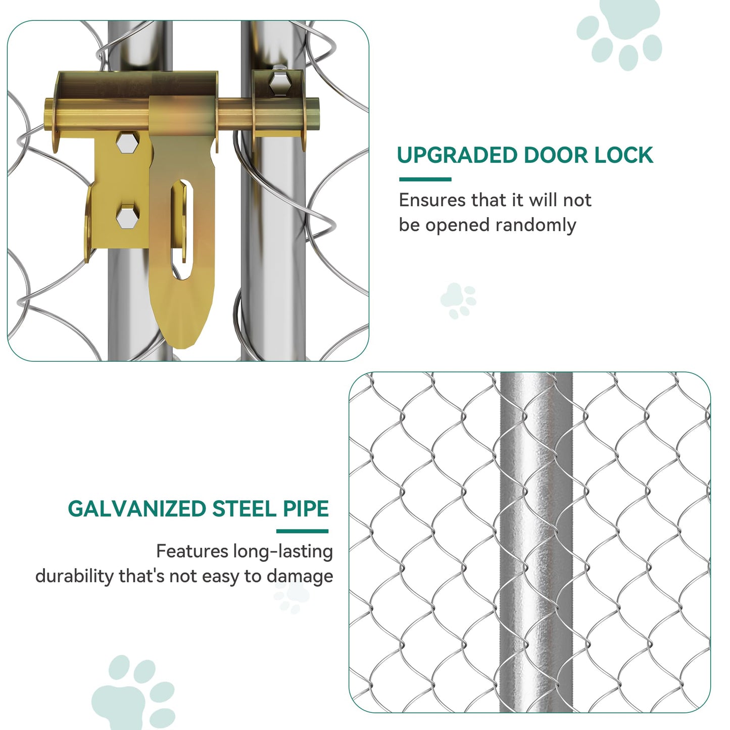 YITAHOME 10'x10' Outdoor Dog Kennel with Metal Dog Gate, Outdoor Dog Pens with Roof, Heavy Duty Dog Kennel for Backyard Farm Use