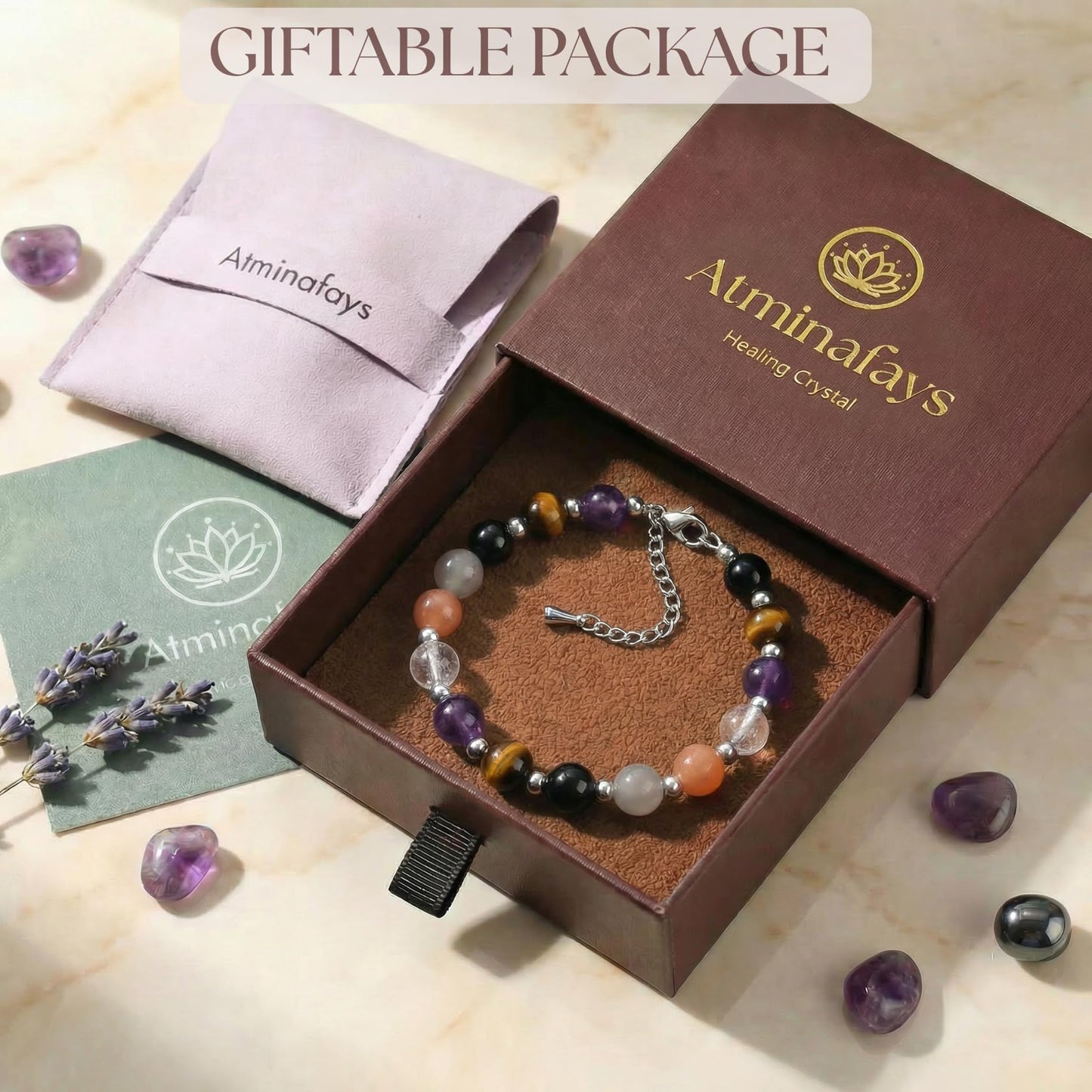 Chakra Bracelet for Women Gift for Bridesmaids, Birthday, YUGA Meditation | 6 Natural Chakra Stones for Energy, Protection & Balance | Crystal Healing Bracelet with Gift Box,new year bracelet