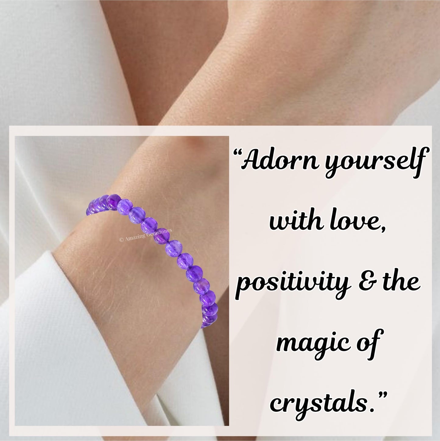 Amazing Gemstone Amethyst Bracelet for Women Men's Gifts - Protection Healing Crystal Bracelet - 6mm Gemstone Beaded Adjustable Bracelet Pulseras Para Hombres Mujer Stocking Stuffers