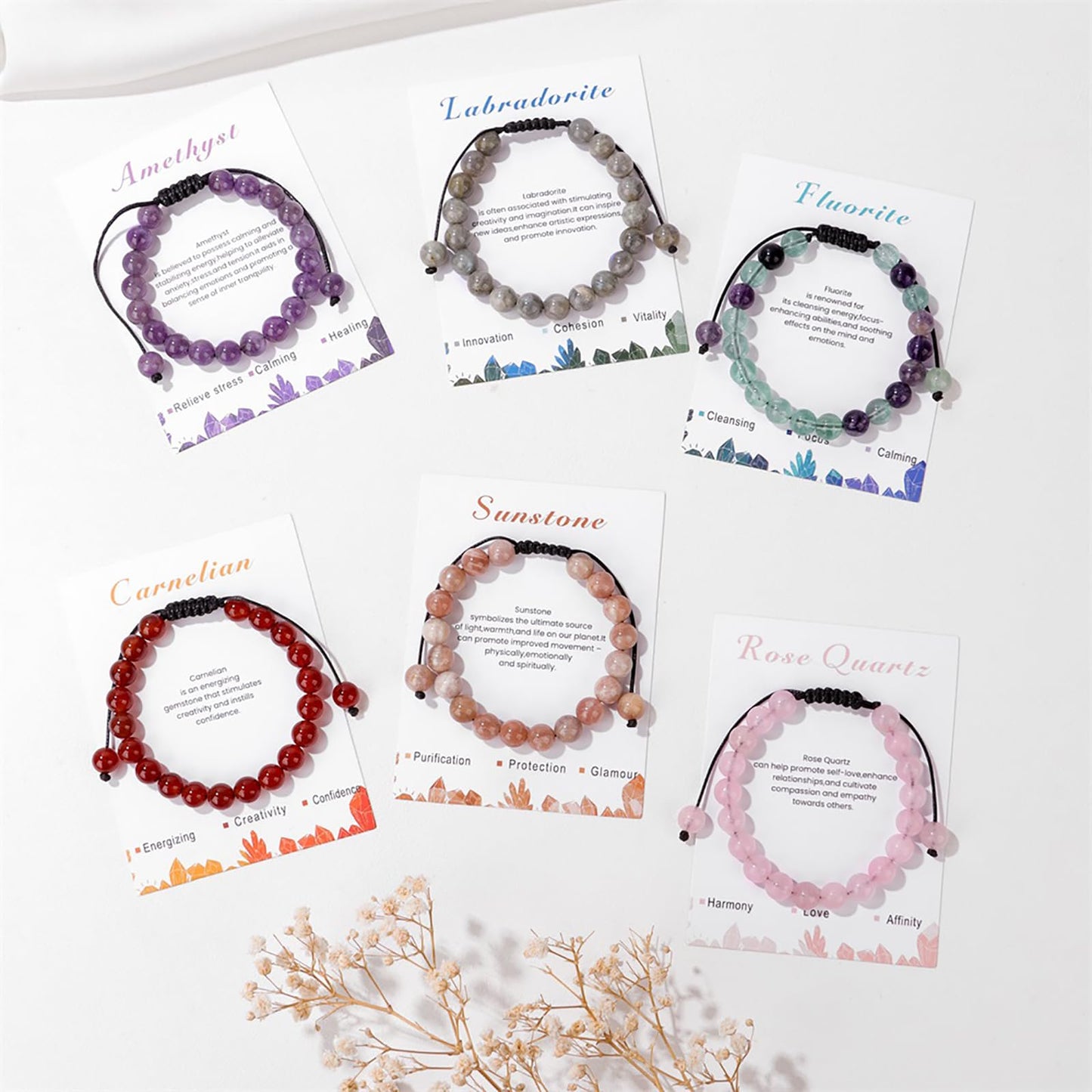 Fluorite Bracelet for Women 8mm Dainty Handmade Adjustable Fluorite Beaded Bracelet Fluorite Crystal Bracelet Gemstone Bracelets Healing Bracelet Fluorite Jewelry for Women Men
