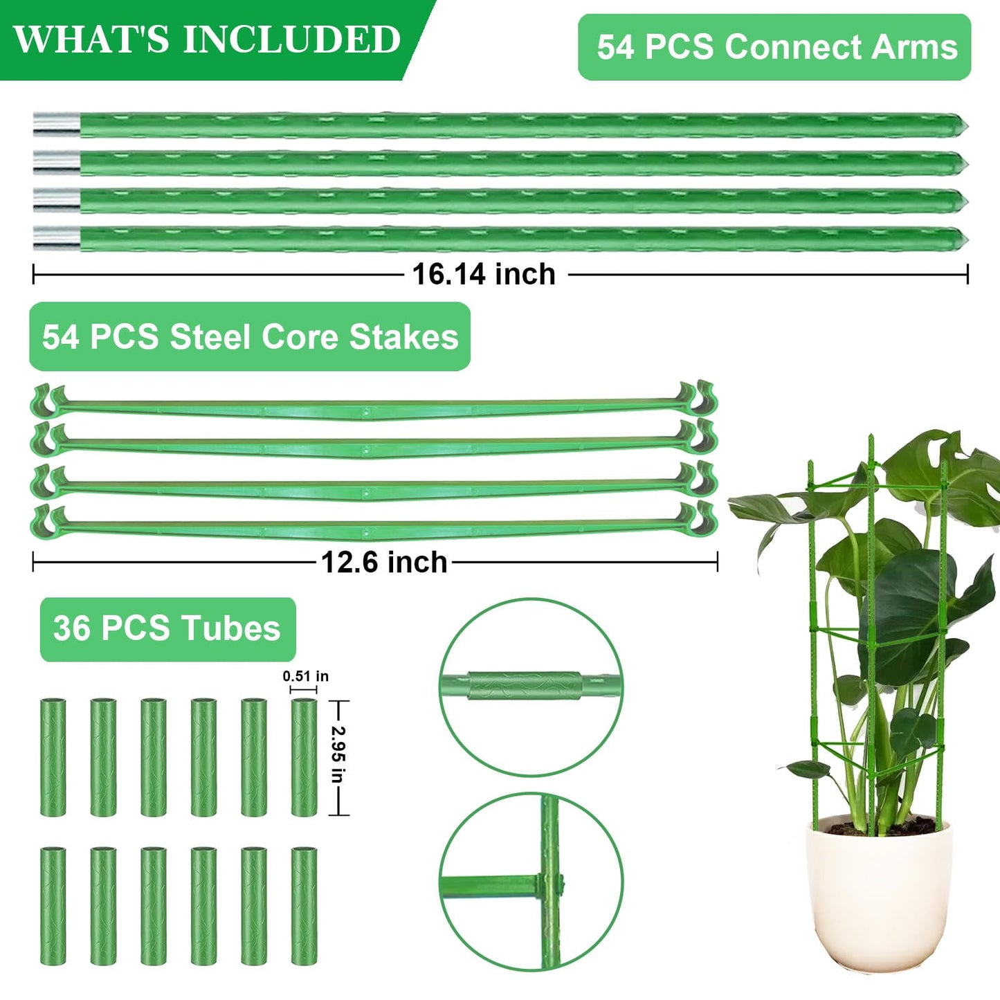 Moirsunt 6 Packs Tomato Cage for Garden Plant Support, Up to 50.2inch Garden Plant Stakes Tomato Trellis for Potted Plants, Deformable Tomato Cage Trellis for Climbing Plants Vegetables Flowers