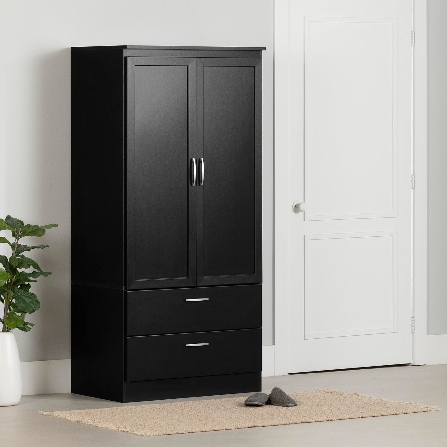 South Shore Acapella Wardrobe Armoire Pure Black