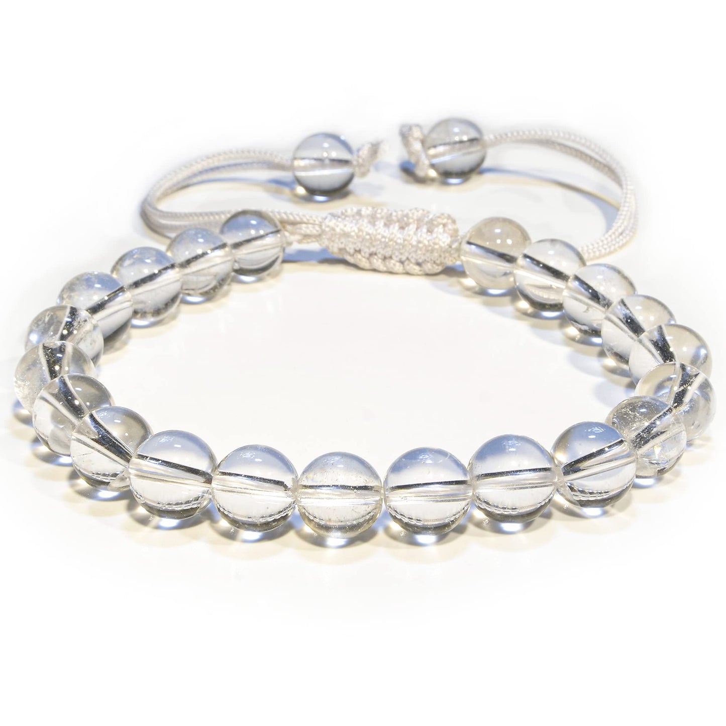 ANAYA AGATE Healing Crystal Bracelet – Chic Gemstone Bracelet for Men and Women – 8mm Round Bead Bracelets for Spiritual Healing, Protection, Positive Energy - Clear Quartz