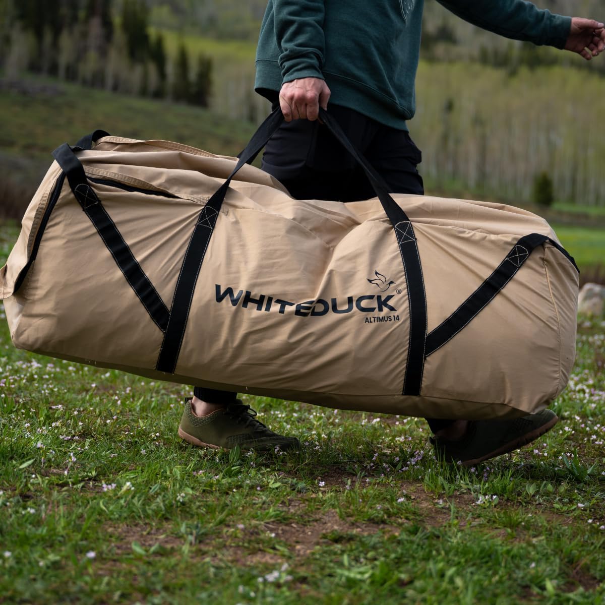 WHITEDUCK Altimus Canvas Tent with Stove Jack, Waterproof, 4 Season Luxury Camping and Glamping Tent Outdoor (18', Water Repellent, Sandstone Beige)