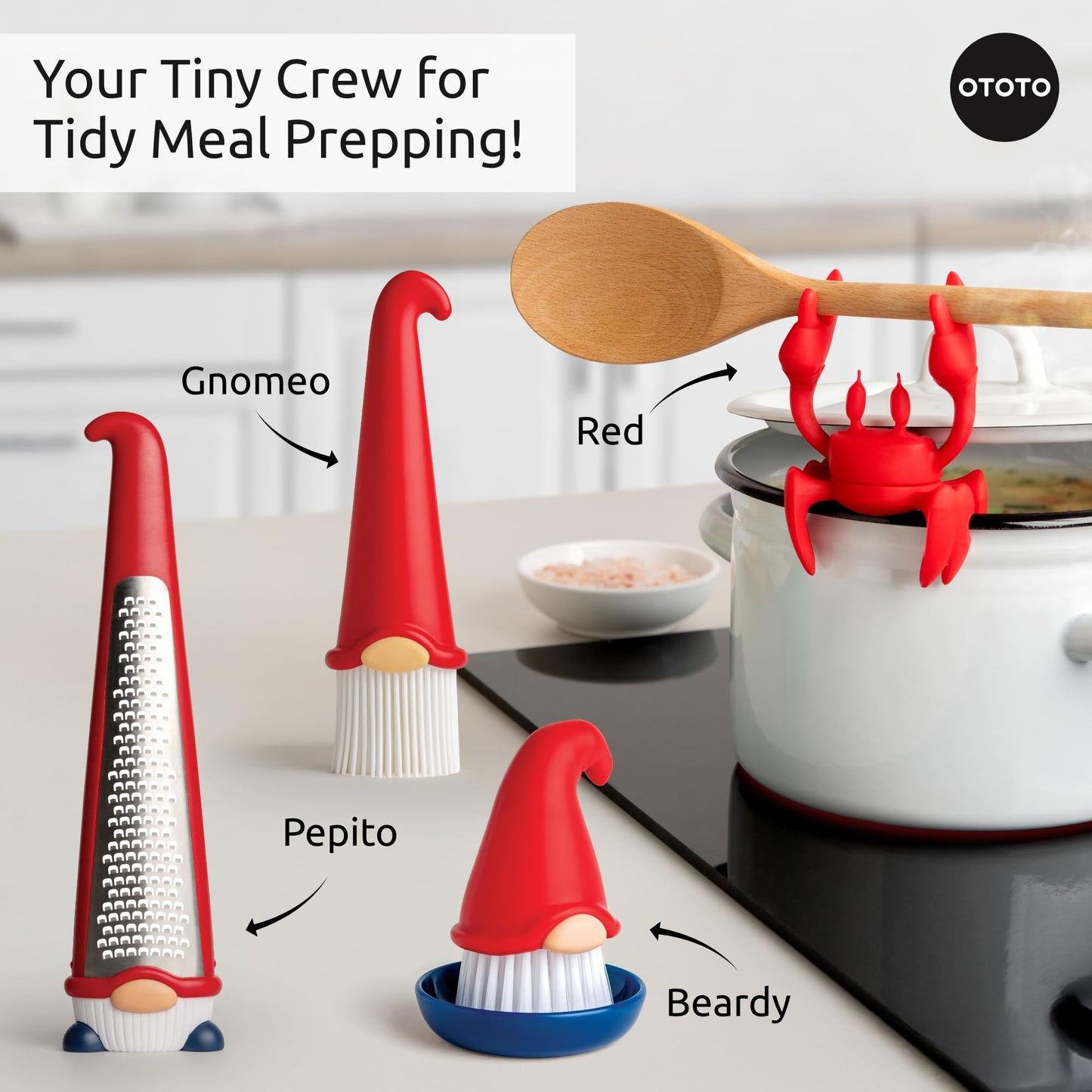 OTOTO Gnomeo Pastry Brush - Silicone Basting Brush for Cooking, Spread Oil Butter Sauce for BBQ Grill Baking, Gnomes Gifts for Women, Cute Funny Kitchen Gadgets
