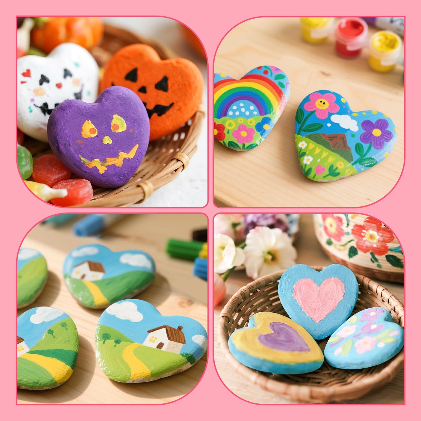 Simetufy 15 Pcs Heart-Shaped Rocks for Painting, 2in Valentine's Day Heart Stones, Natural River Rocks to Paint, Flat Painting Rocks, Smooth Rocks for Crafts, Stones for Girls DIY, Kindness Rocks