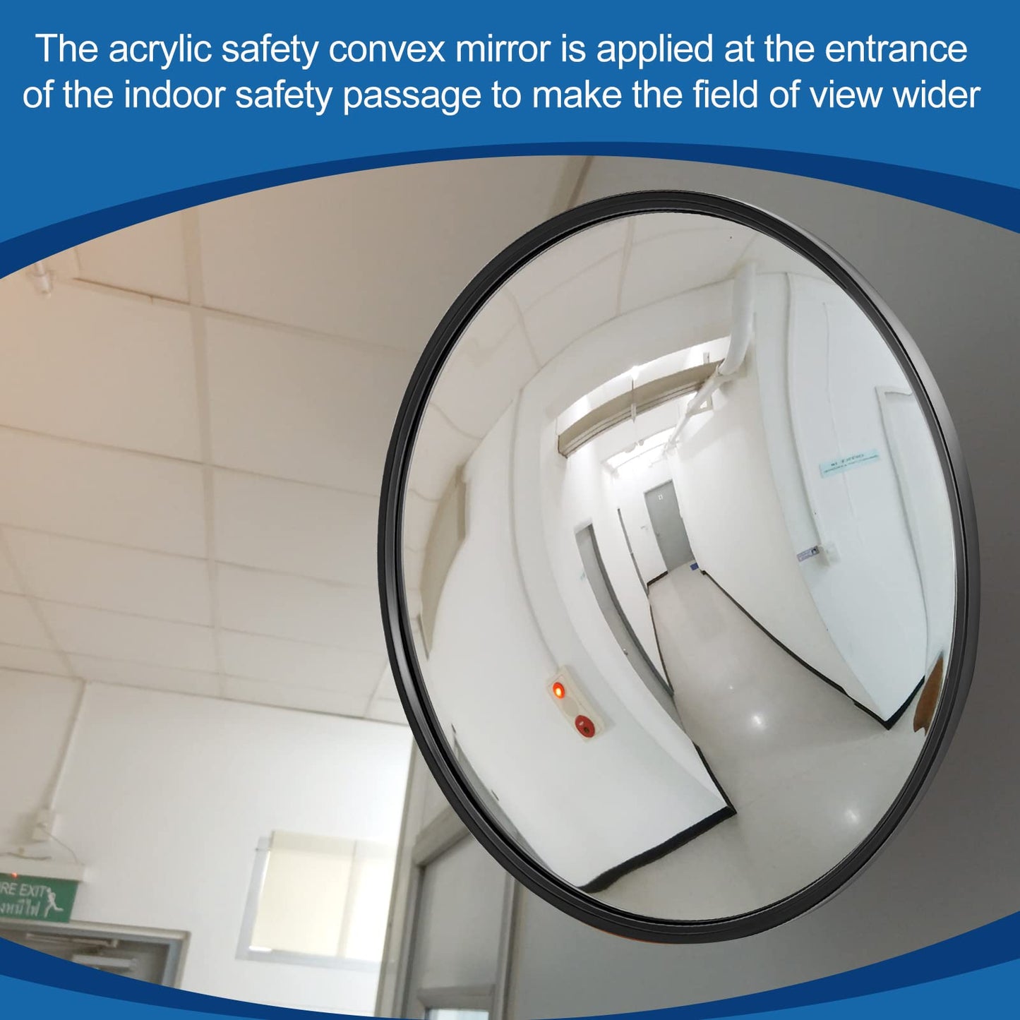 Maitys 2 Pcs Convex Mirror Acrylic Safety Security Traffic Corner Mirrors Adjustable Wide Angle View with Fixing Bracket for Indoor Outdoor Garage School Classroom Warehouse(12 Inch)