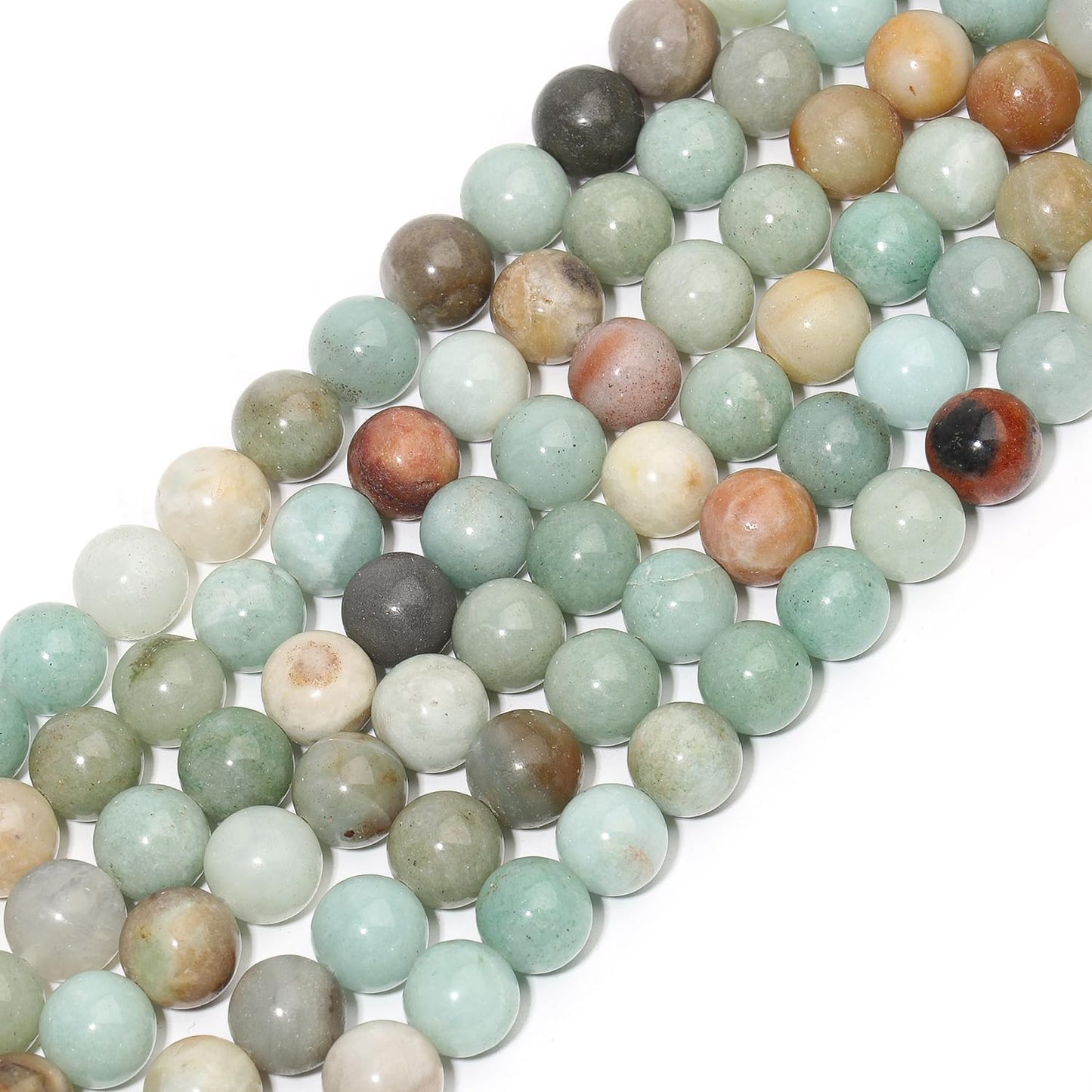Yochus 45pcs Polish Amazonite Beads,8mm Healing Power Natural Stone Round Loose Gemstone Beads for Jewelry Making Earring Necklace DIY Crafts