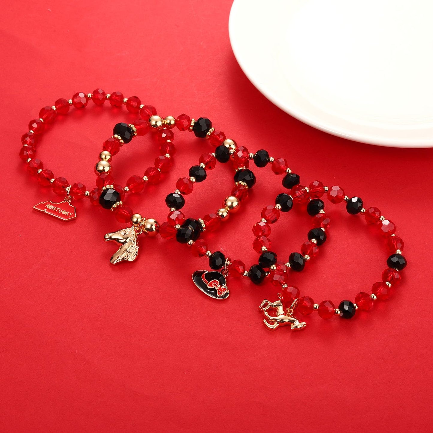 MOLOCH Derby Bracelets for Women Kentucky Derby Beaded Bracelet Stackable Derby Hat Horse Charm Bracelets Horse Racing Stretchy Bracelet Derby Day Party Decorations Gifts