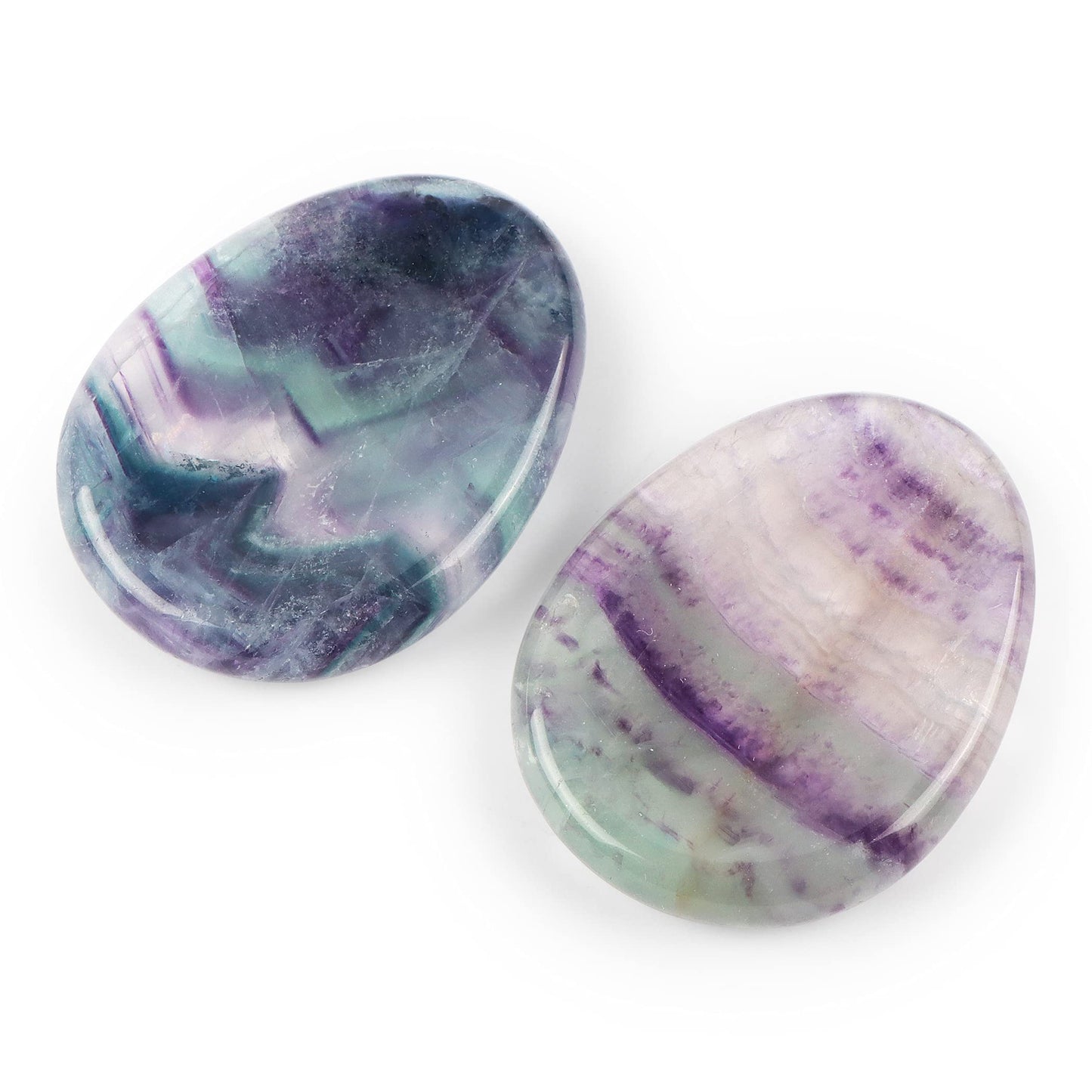 Artistone Rainbow Fluorite Crystal Chakra Thumb Worry Stone Teardrop Reiki Healing Stone Pocket Palm Stones for Anxiety Stress Relief Meditation Therapy Geometry Home Decorations