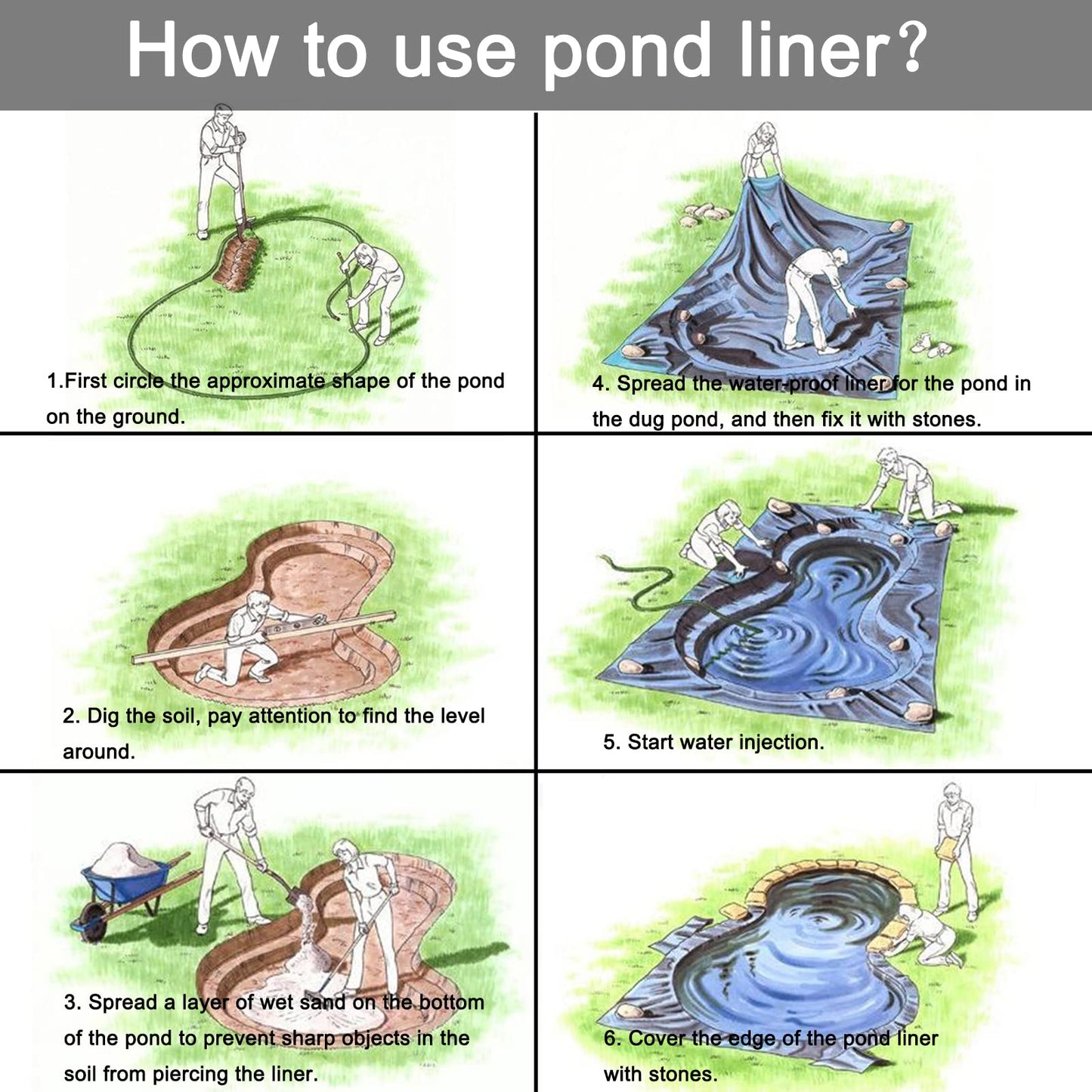 Goldshire 20 Mil LDPE Pond Liner for Fish Ponds, Water Features, Fountains, Waterfall and Water Garden (7 x 10FT)