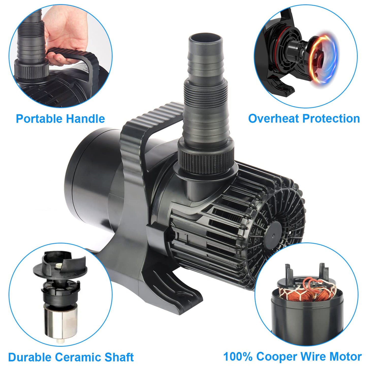 OYO WATER Outdoor Large 6900gph-320W 32.8FT Pond Water-fall & Kio Fish Fountain-s & Garden Pump Submersible IPX8: Long 32.8FT Cord Smart-er & Quieter Duck & Yard&Patio Ponds Pumps, 1 Barrier Pump Bag