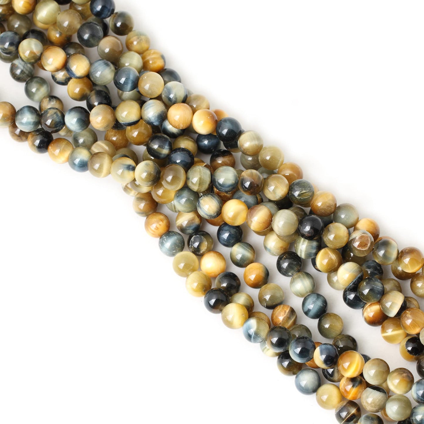 CHEAVIAN 45PCS 8mm Natural Dream Tiger Eye Stone Round Loose Beads for Jewelry Making DIY Bracelet Necklace Materials 1 Strand 15"