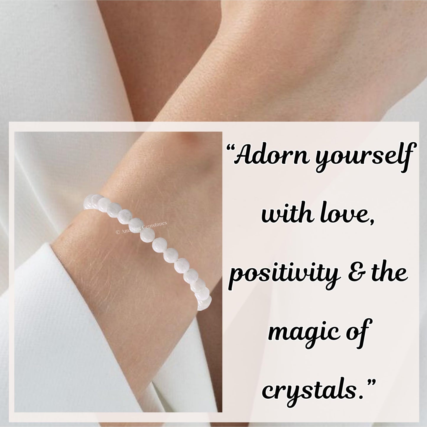 Amazing Gemstone Mother of Pearl Bracelet for Women Men's Gifts - Protection Healing Crystal Bracelet - 6mm Gemstones Beaded Adjustable Bracelet Pulseras Para Hombres Mujer Stocking Stuffers