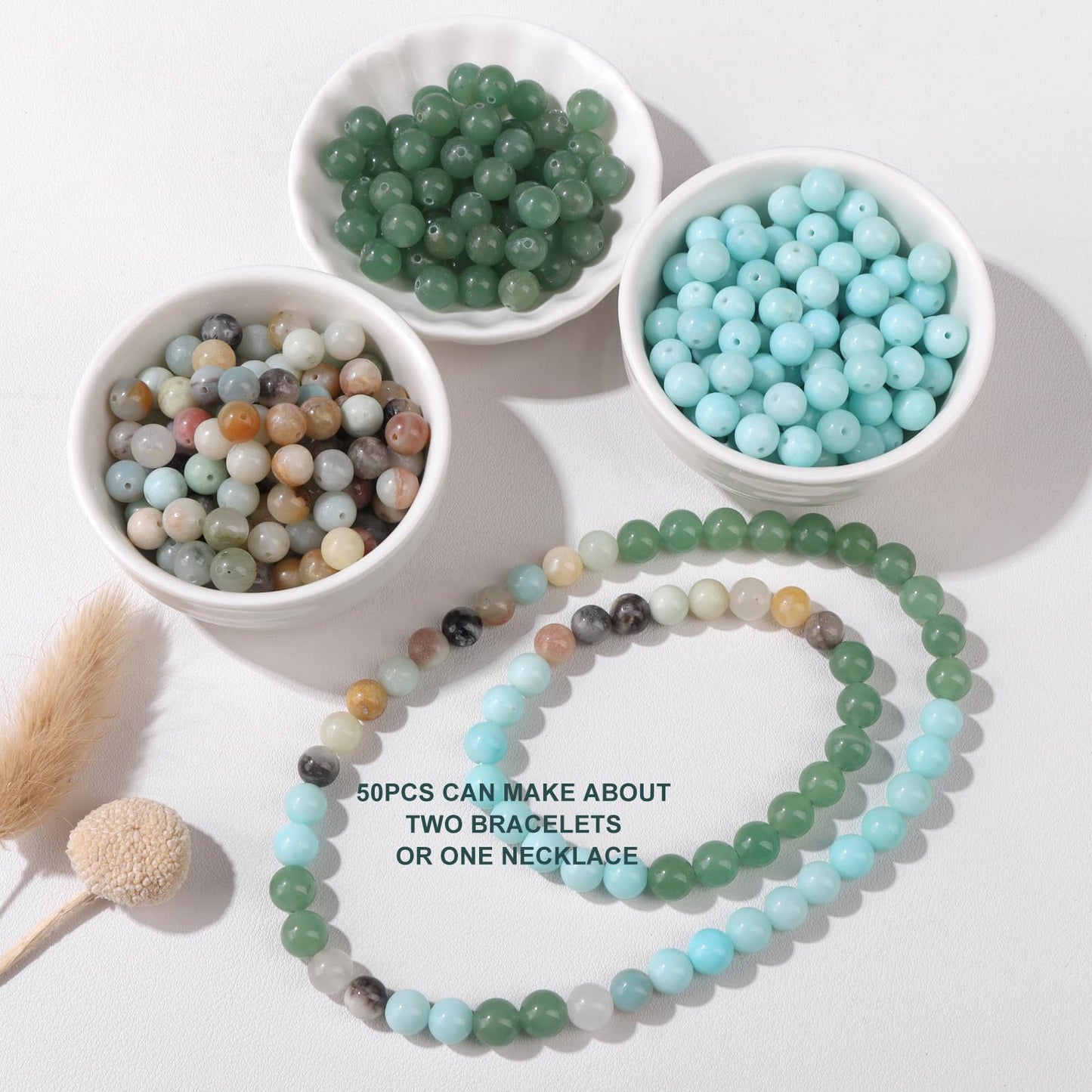 Risyfjew 100PCS 8mm Natural Green Aventurine Beads Gemstone Round Loose Beads for Jewelry Making Chakra Crystal Stone Beads for Bracelets Necklace Earrings Making Supplies (100pcs/Strand)