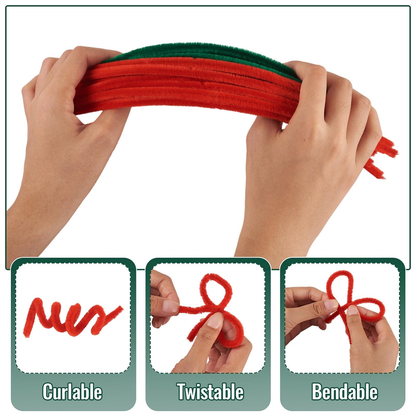 Magibeads Christmas Wreath Making Kits 80Pcs Pipe Cleaners 6Pcs Wood Linking Rings Aluminum Bell Charms Cute Plastic Beads Resin Cabochons for Christmas Decorations Holiday Party Supplies Adults