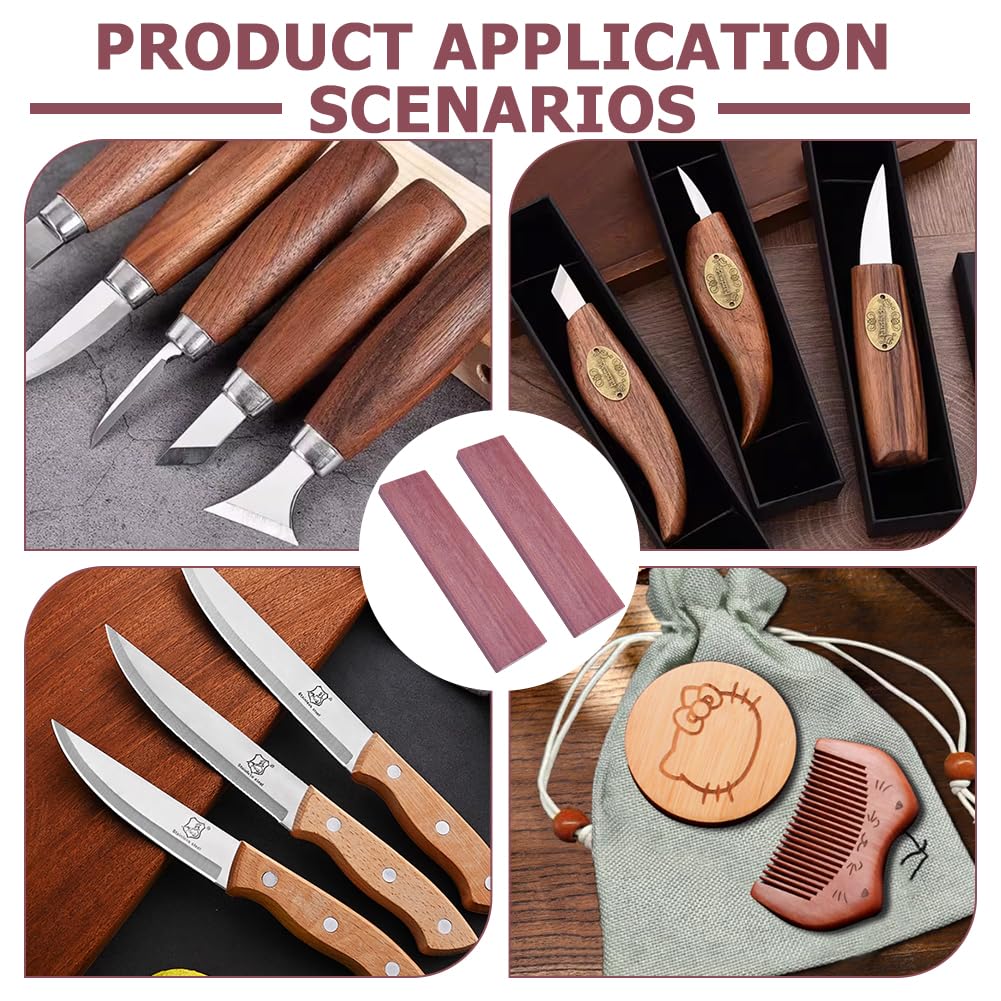 BENECREAT 10Pcs Perilla Wood Knife Handles, Pale Violet Red Natural Wood Knife Handle Scales for DIY Music Instruments Tools Crafts, 6.4x1.6x0.4 Inch