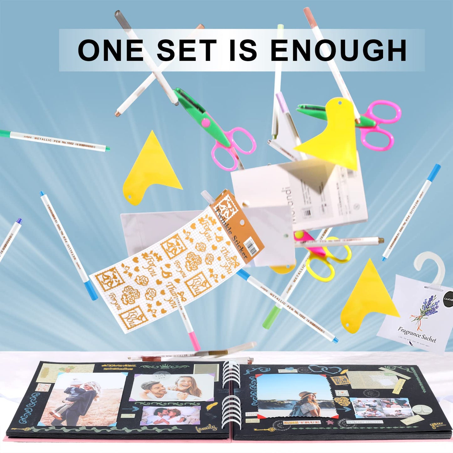 Scrapbook Photo Album DIY Kit, Baby Scrapbook Album,Wedding Guest Book,Anniversary Scrapbook, School Memory Book, Keepsake Handmade,with Many Accessories, 80 Pages (11.6x8.3 inchs, Brown)