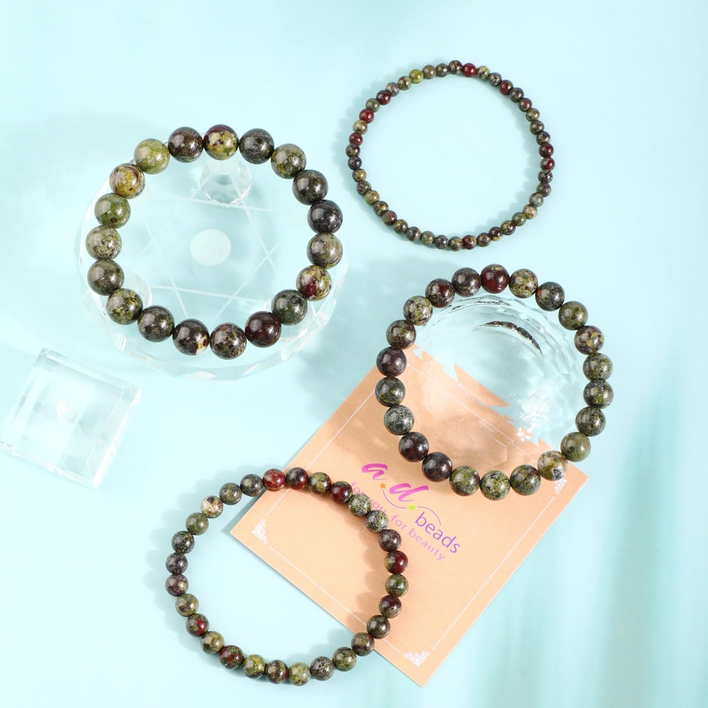 AD Beads 6mm Handmade Dragon Blood Jasper Elastic Bracelet โ Natural Gemstone for Strength and Vitality โ Meditation, Yoga, Healing and Energy Gift for Men Women