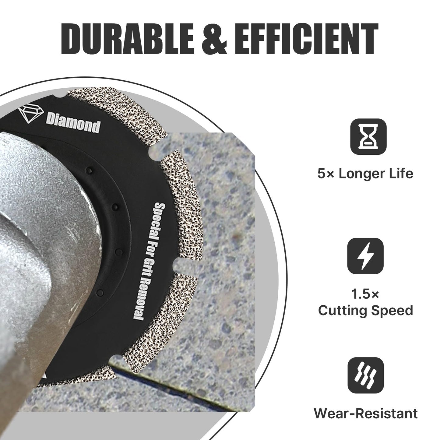 Vearter Diamond Oscillating Saw Blades 4PCS, 3'' Universal Multitool Blades for Grit Grout Removal, Quick Release Multi Tool Kit for Tile, Air Brick, Cement, Concrete, Masonry