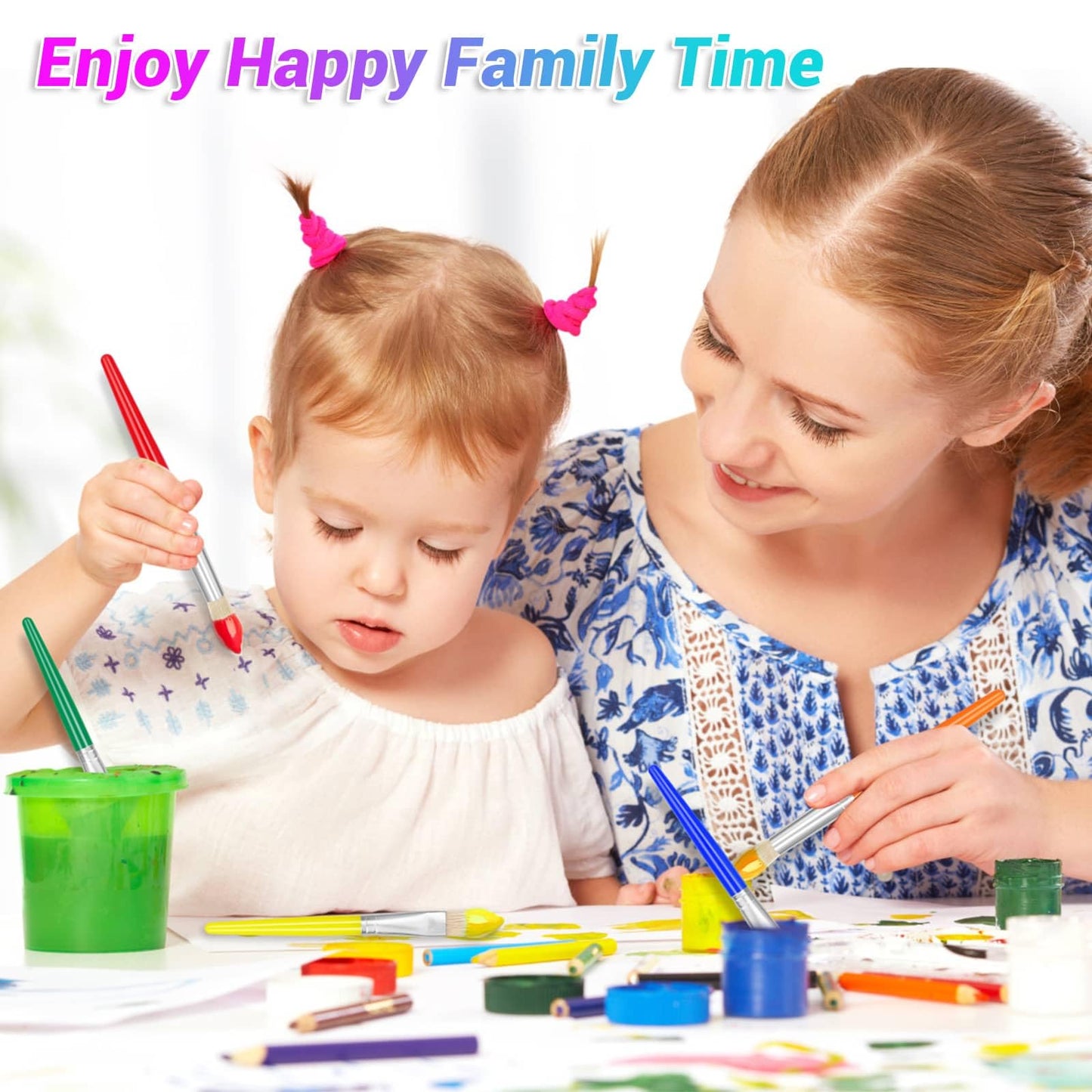30Pcs Paint Brushes, Anezus Round Paint Brushes for Kids Classroom Toddlers Paint Brush Set for Touch Up Preschool Daycare Washable Acrylic Paint Pumpkin Painting