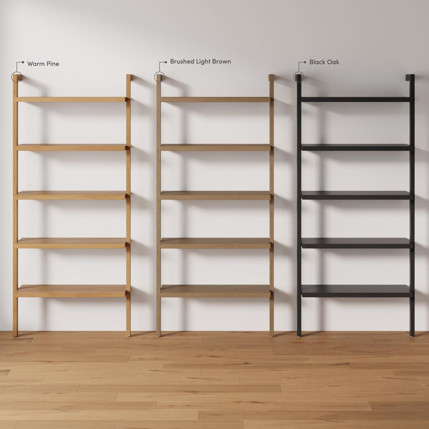 Nathan James Beacon Bohemian 5 Tier Bookshelf, Wall Mounted Bookcase, Solid Wood Bookshelf in Black Oak