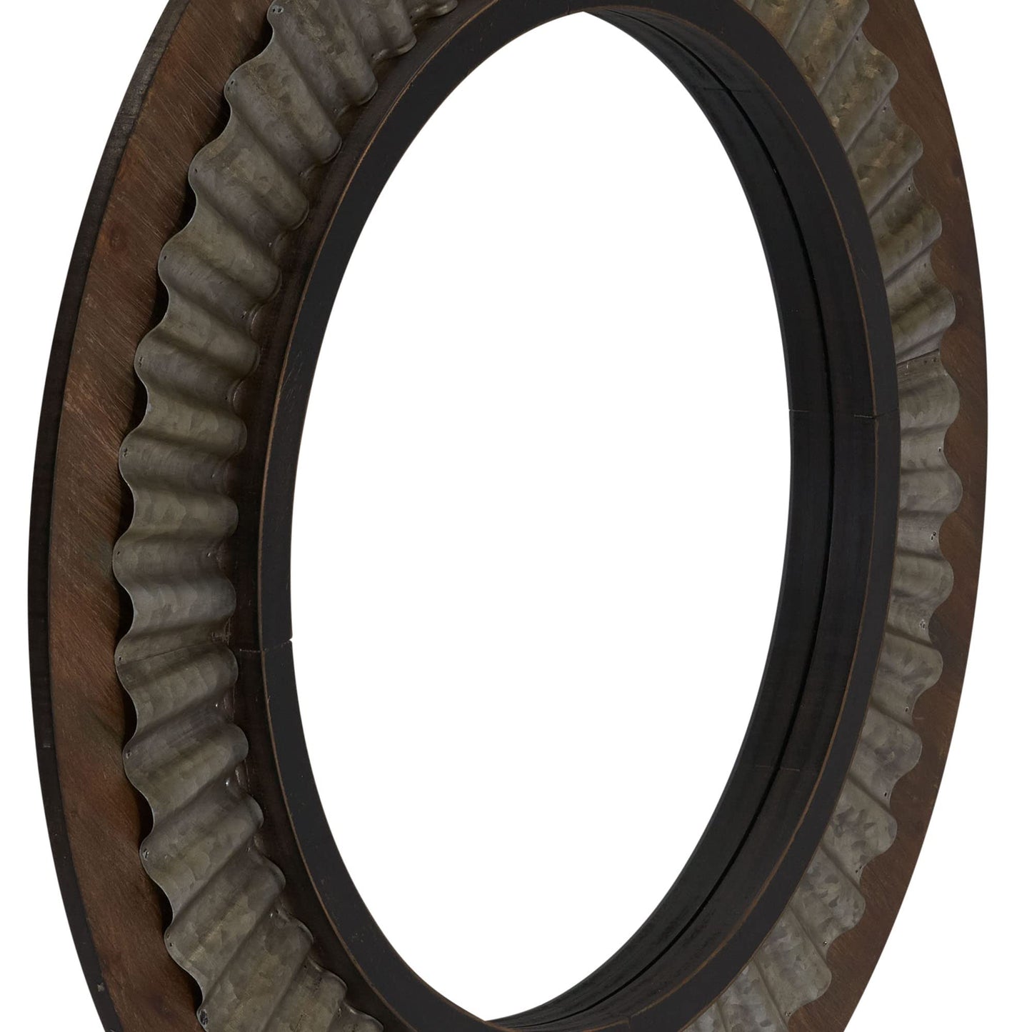 Household Essentials Household Essentials Wood Framed Sunburst Metal Mirror, Brown