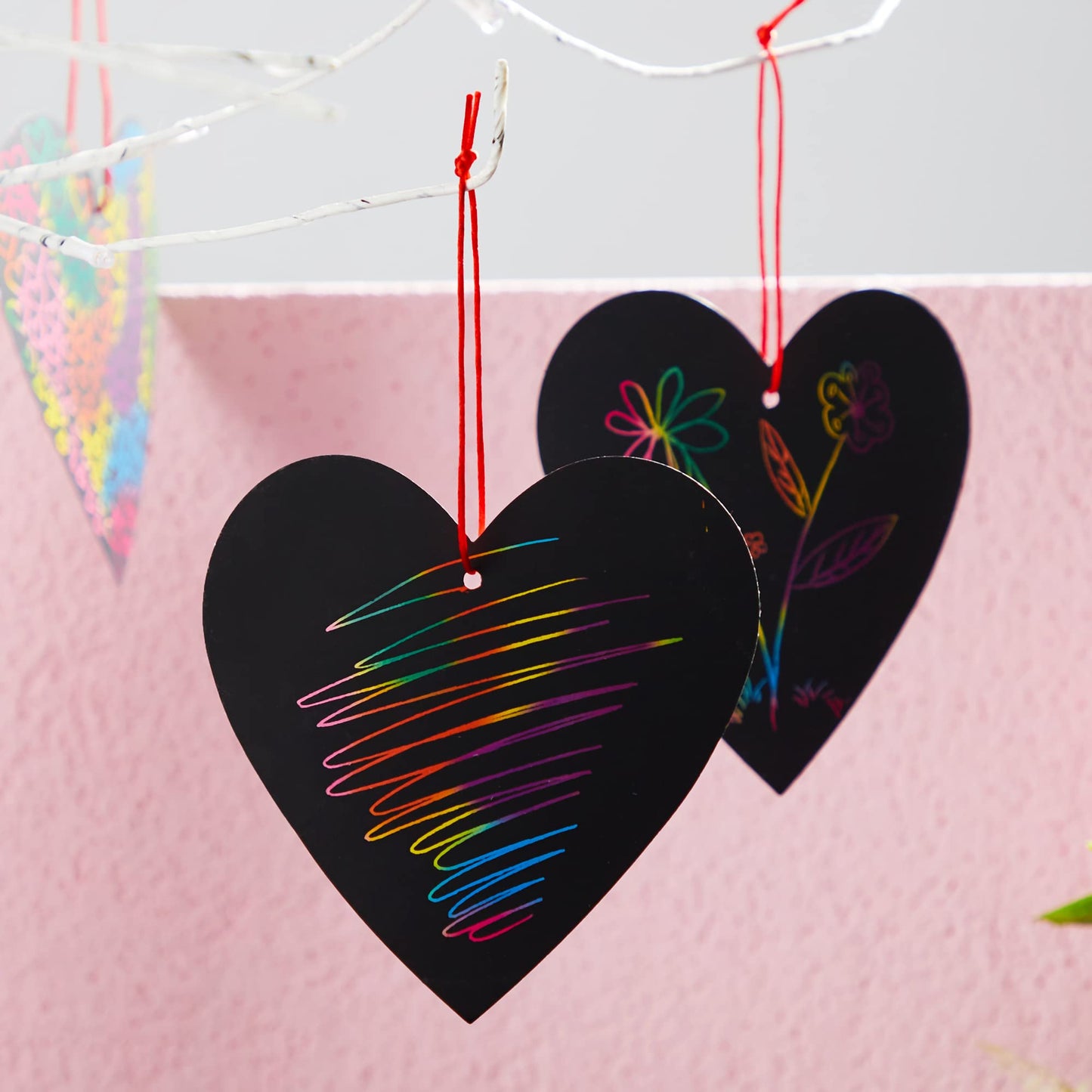 JOYIN 36 Packs Valentines Day Gifts Cards for Kids Magic Color Scratch Heart Rainbow Scratch Paper Heart Valentine Crafts and Art for Kids Classroom Exchange Create Rainbow Art Without Ink