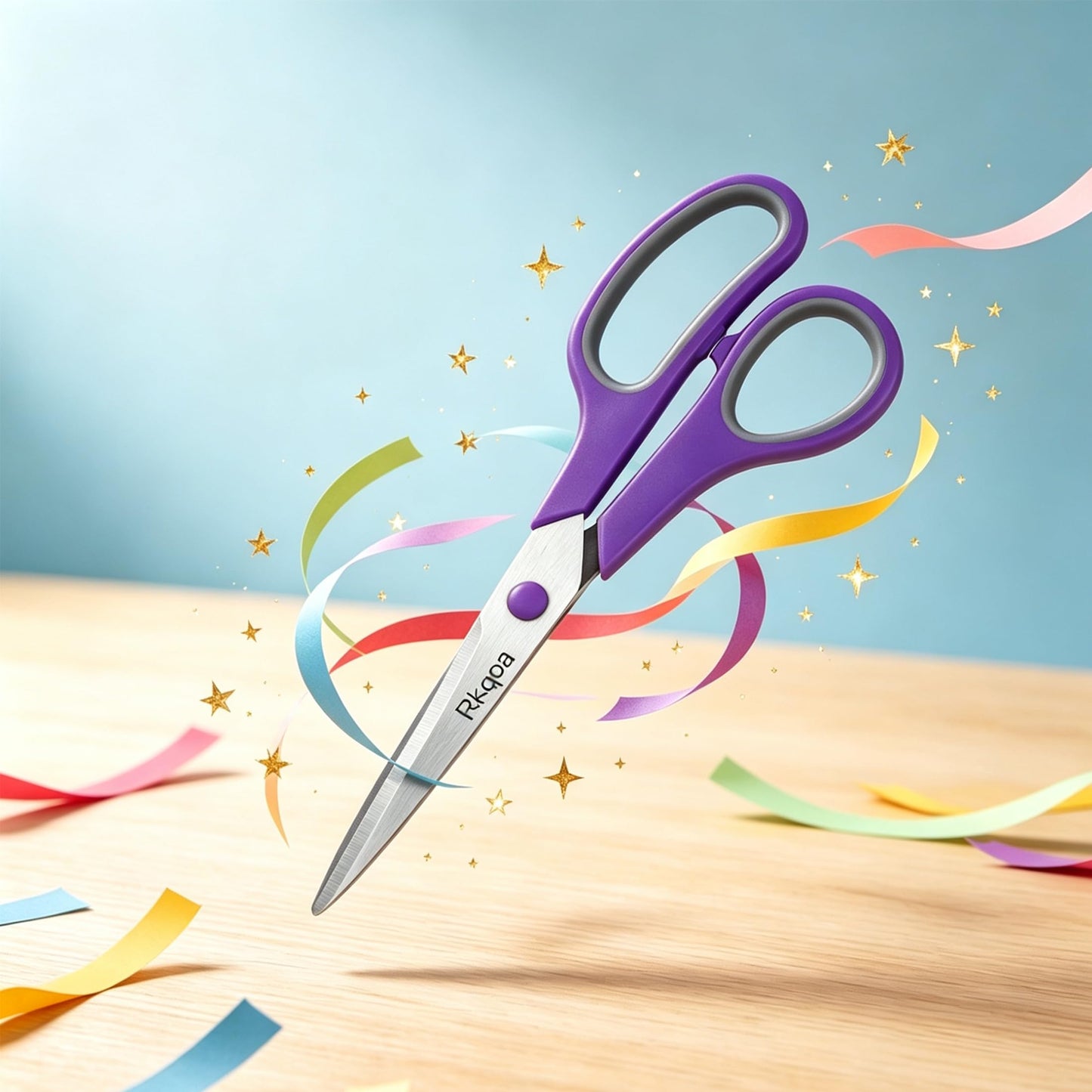 Scissors, Rkqoa 8" Scissors All Purpose 6 Pack - Comfort-Grip Sharp Scissor for Office School Adult Art Sewing Fabric Craft Supplies, Teacher/Classroom Everyday Use, Right/Left Handle