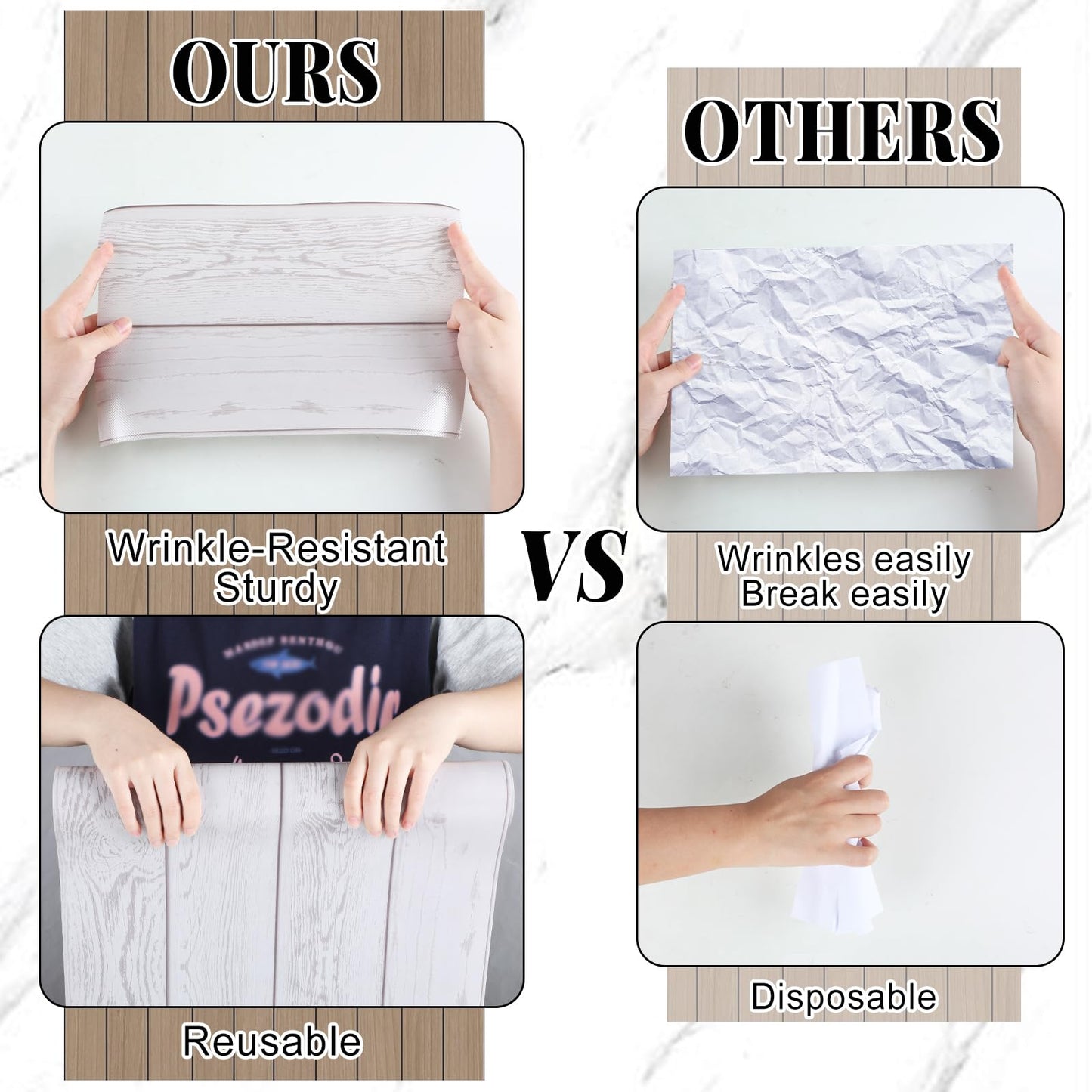 White Wood Bulletin Board Roll Reusable Waterproof Erasable White Wood Non-Woven Fabric Bulletin Board Roll Wooden Poster for Teacher Classroom Decors Wrap Crafts 15.7"×65.6ft